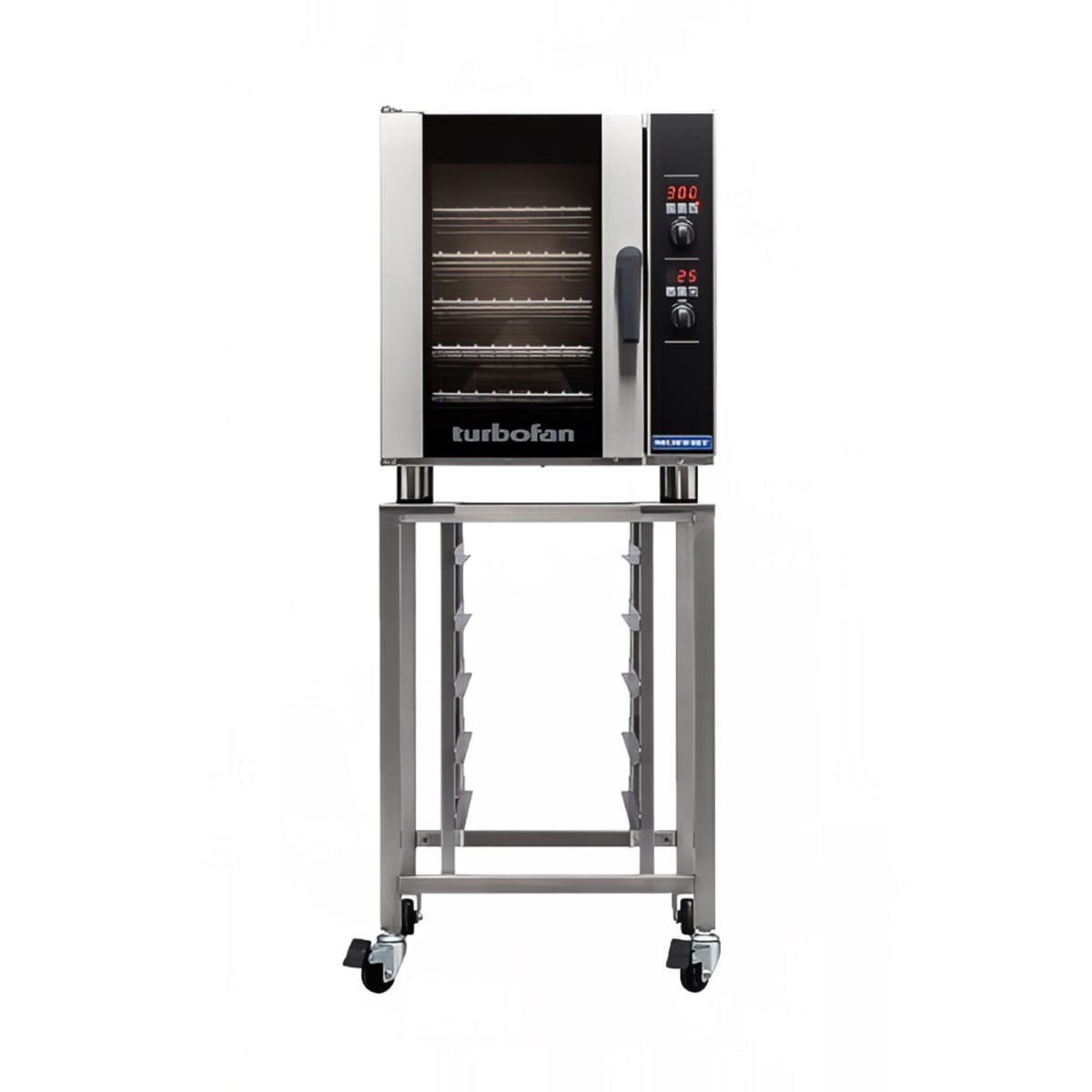 Moffat Turbofan E33D5 digital convection oven on stainless steel stand