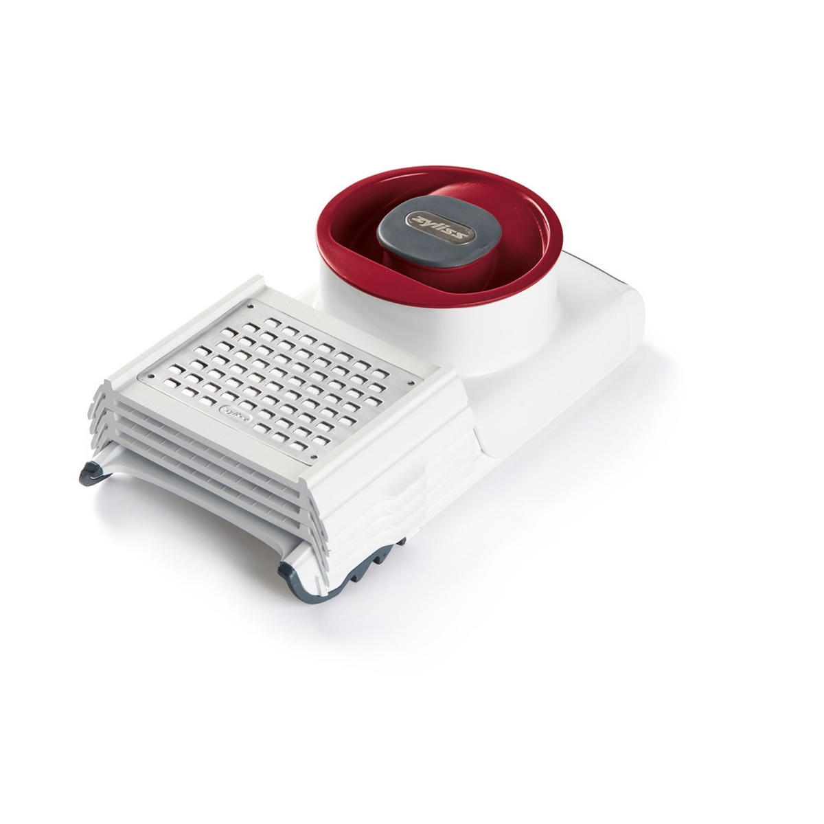 Zyliss 4-in-1 Slicer and Grater in collapsed grating mode with coarse blade insert installed