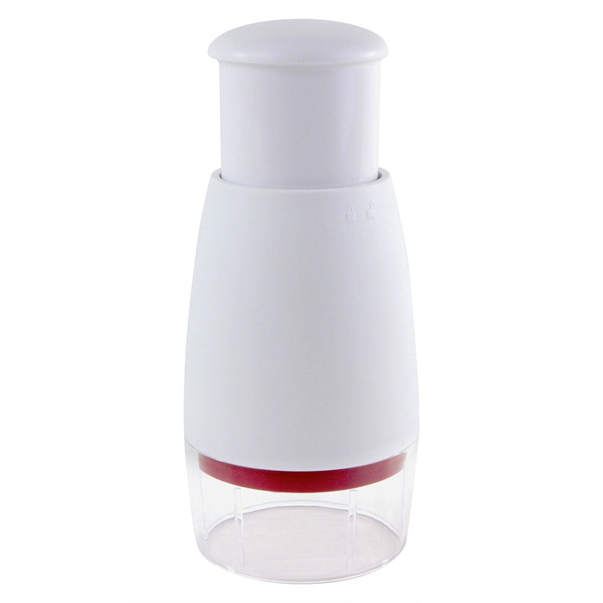Zyliss ZickZack Food Chopper in white with clear base and red accent ring