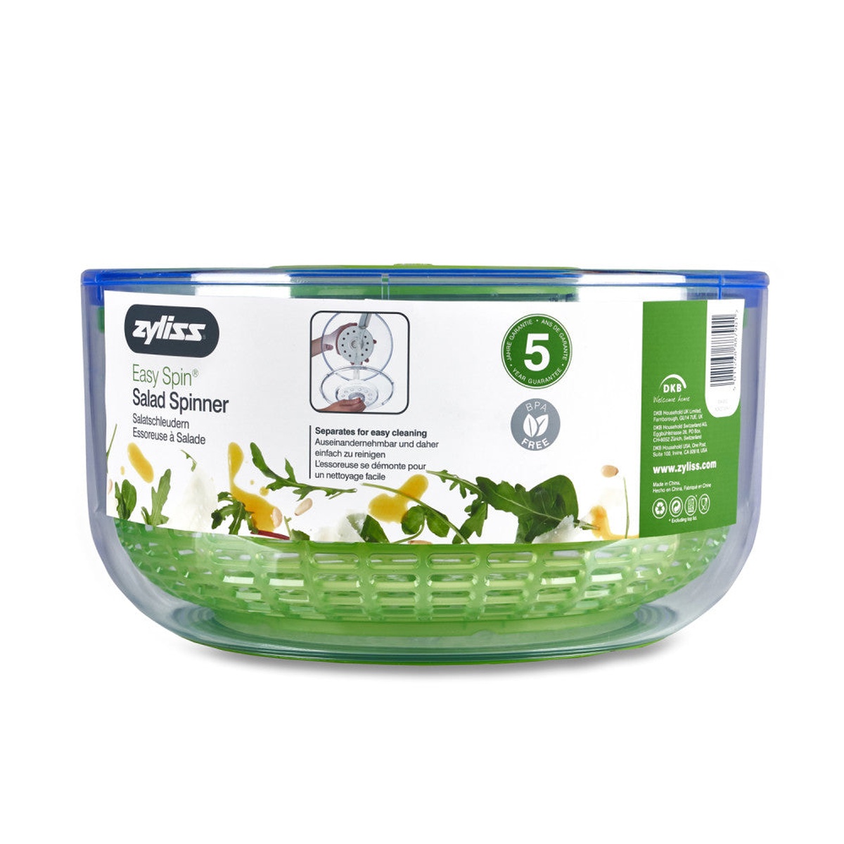 Front view of the Zyliss 10 inch salad spinner