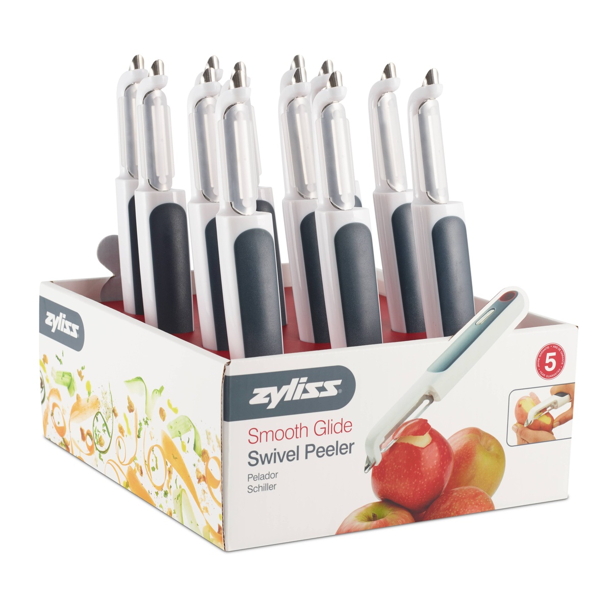 Zyliss Smooth Glide Swivel Peeler Counter Display Unit angled view