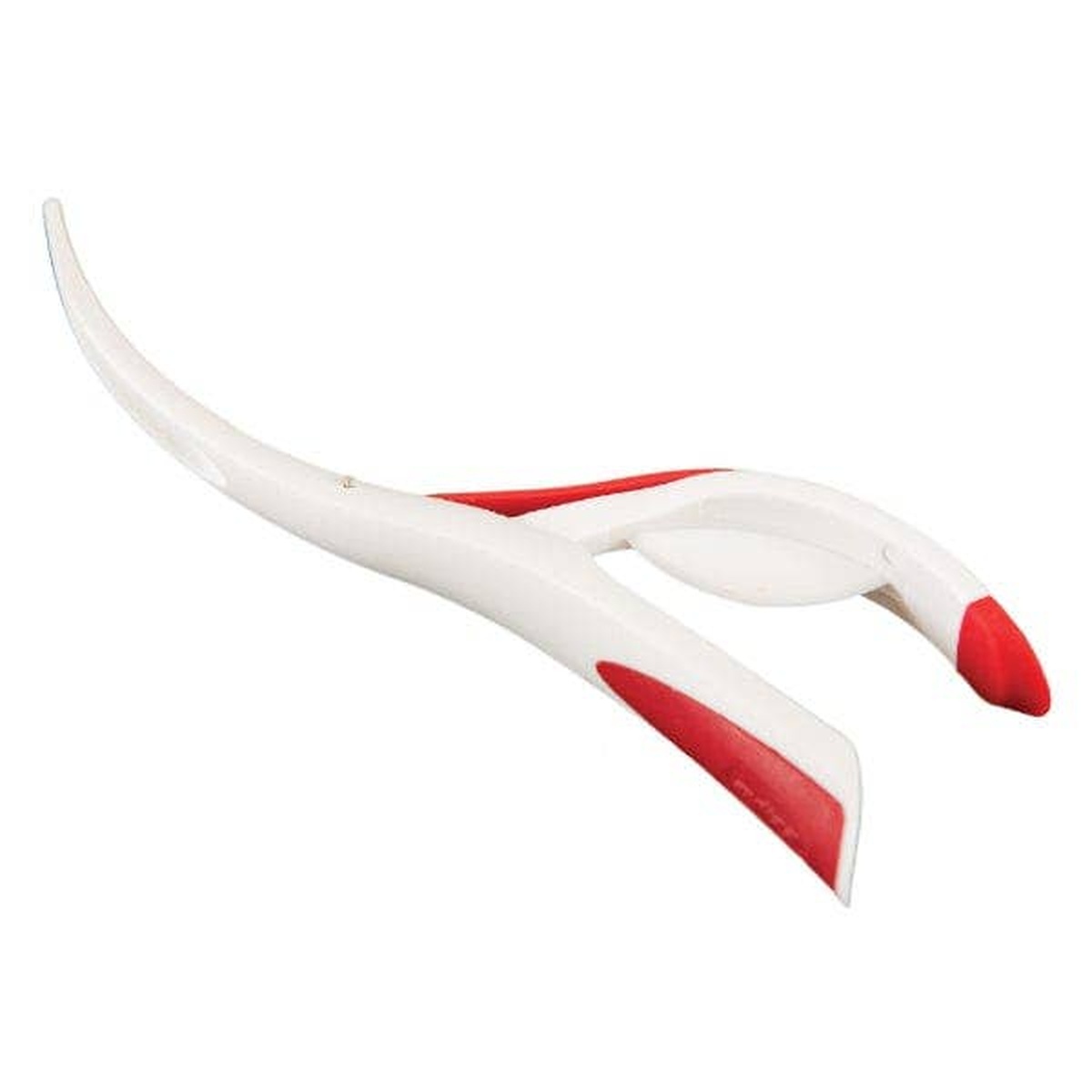 Zyliss Prawn and Shrimp Tool with white body and red silicone grip strap, shown on white background