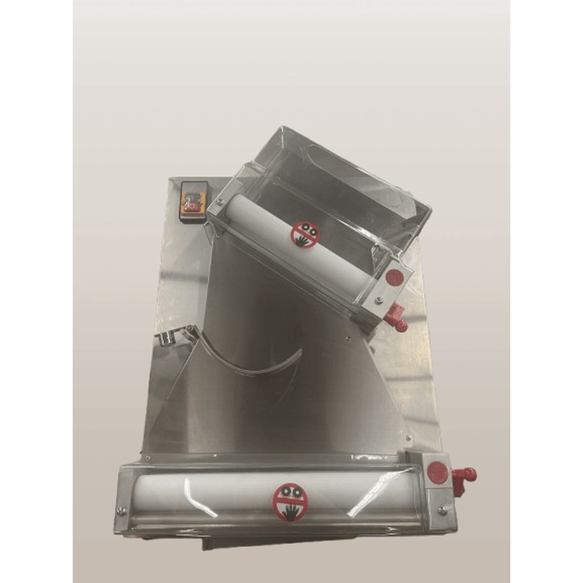EAPD40 Enhanced electric pizza dough roller sheeter with dual rollers and safety guards