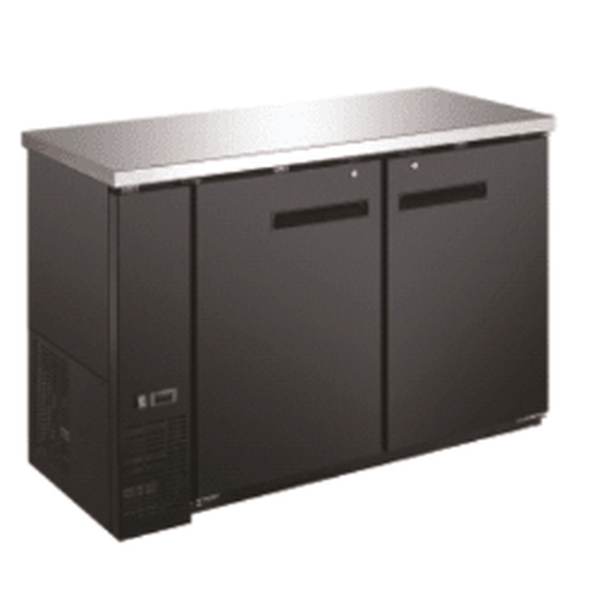 Enhanced Refrigeration EBB-2F-HC 2-door back bar cooler with black exterior and stainless steel top
