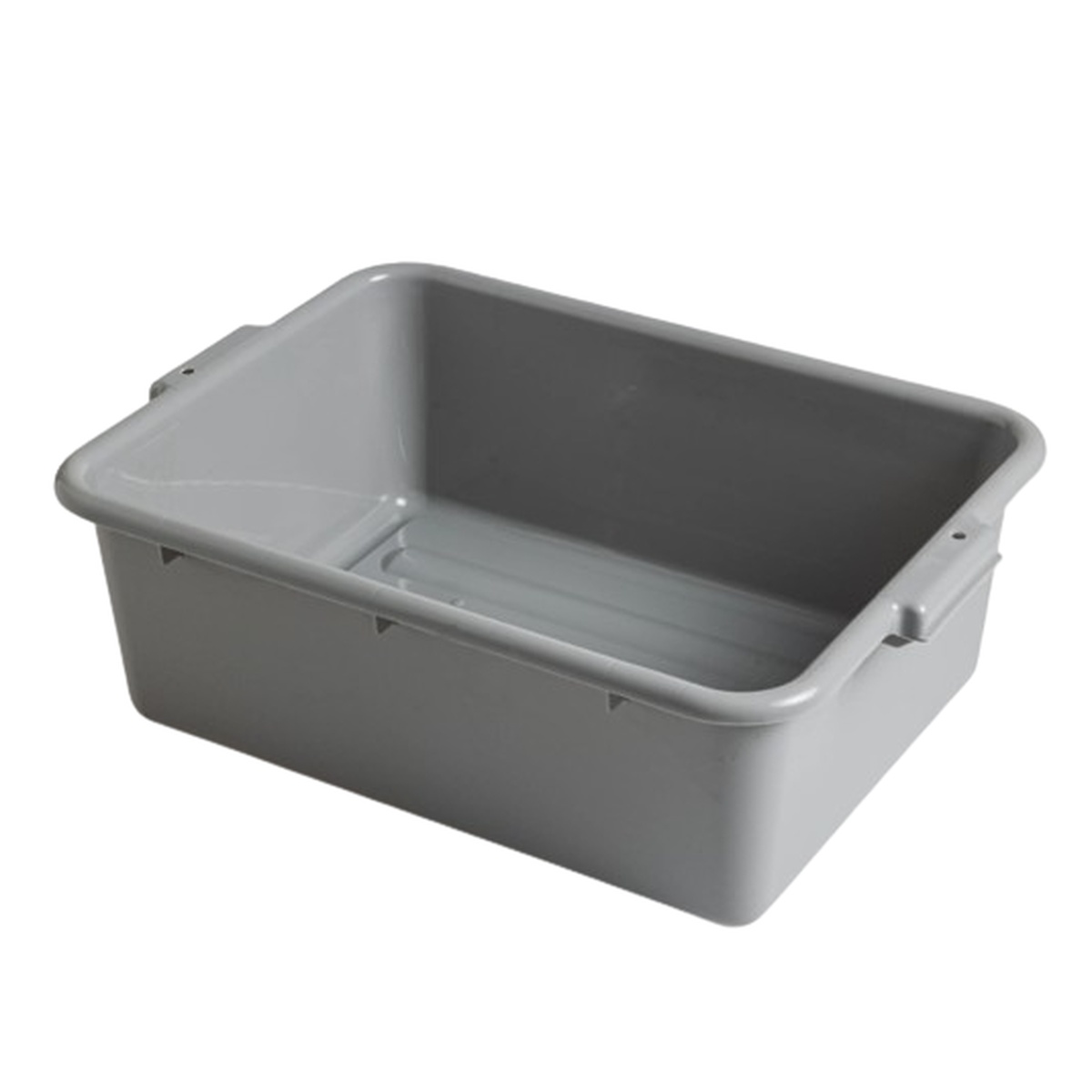 Cresco Resco grey plastic bus tub, 20 x 15 x 7 inches, with integrated side handles and ribbed interior base