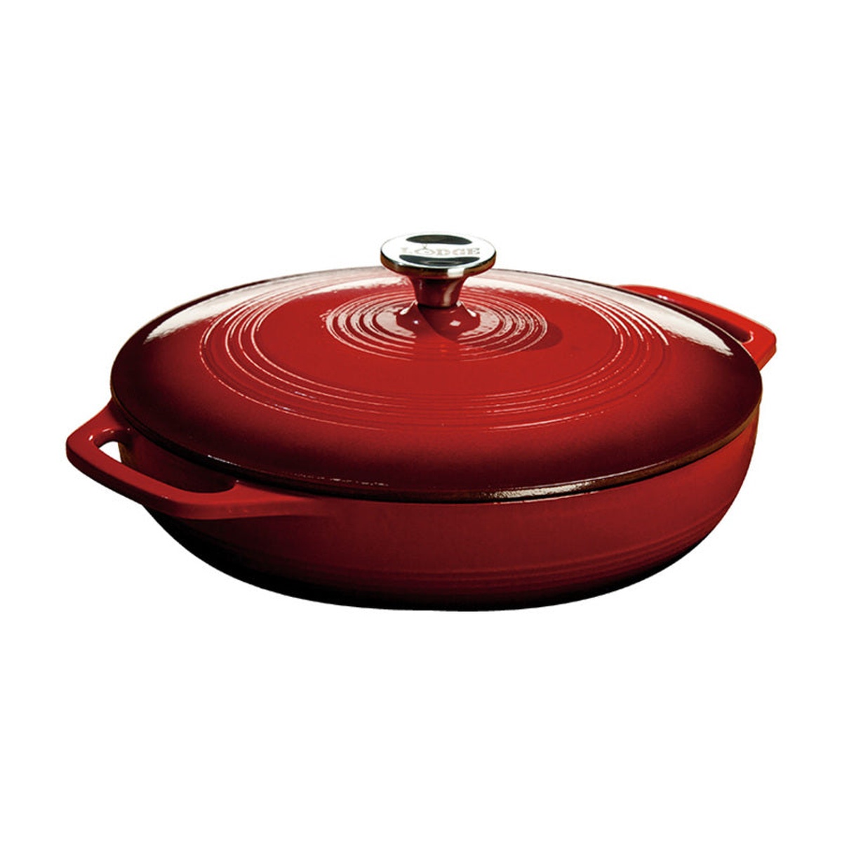 Lodge Island Spice Red Enameled Cast Iron Casserole with Lid