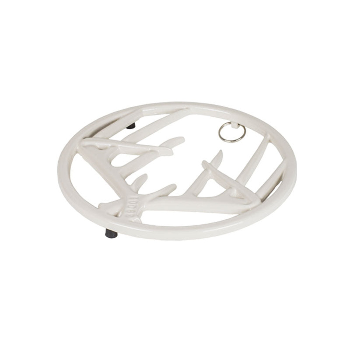 Lodge Biscotti Antler Trivet showing rustic design and rubber feet