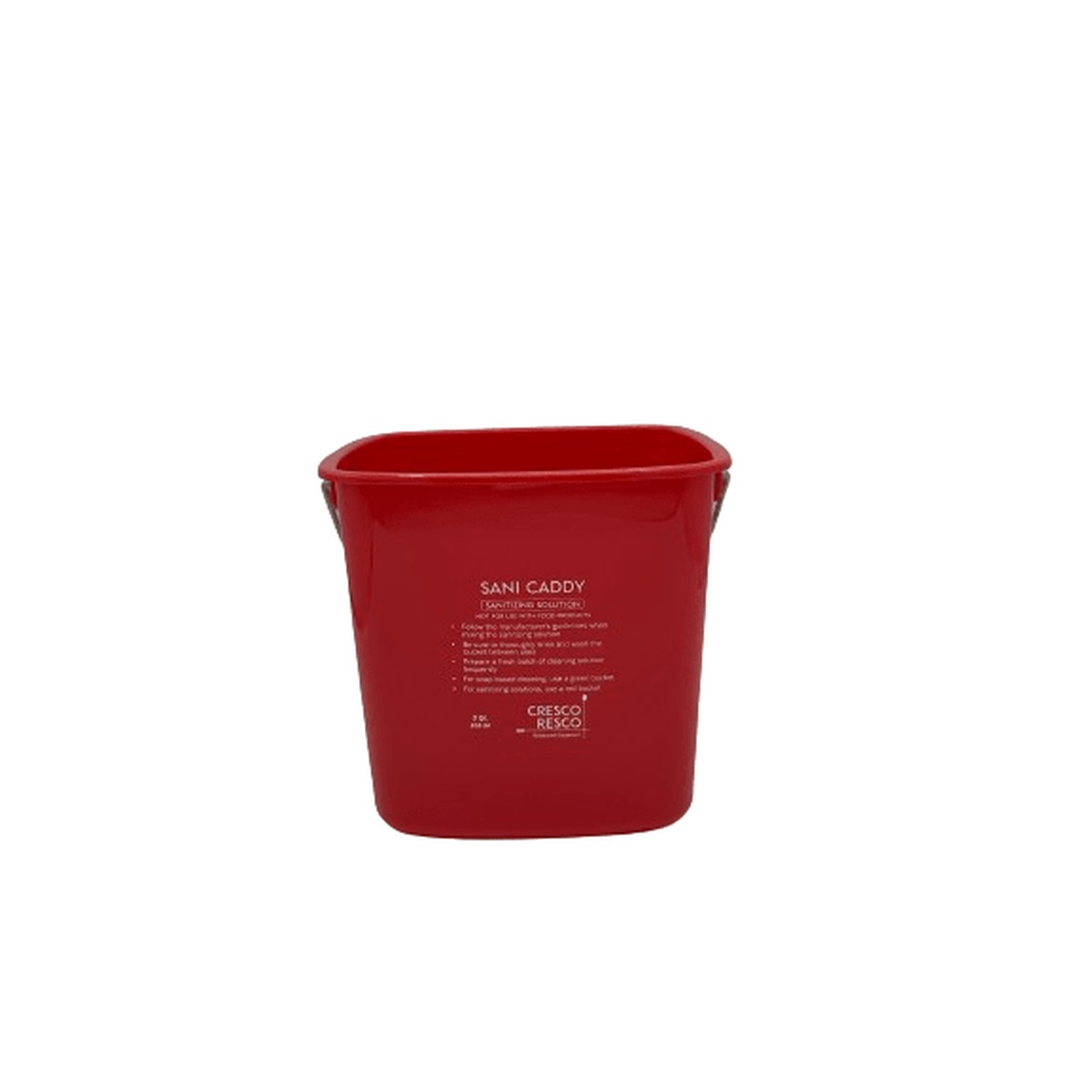 Cresco Resco ECB-3R red 3-quart sanitizing pail with Sani Caddy label on white background