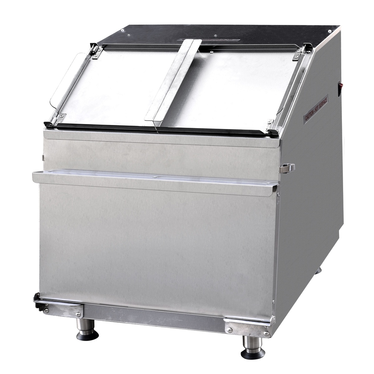 ECW26 Enhanced 26-gallon stainless steel chip warmer with hinged top-load lid and adjustable legs