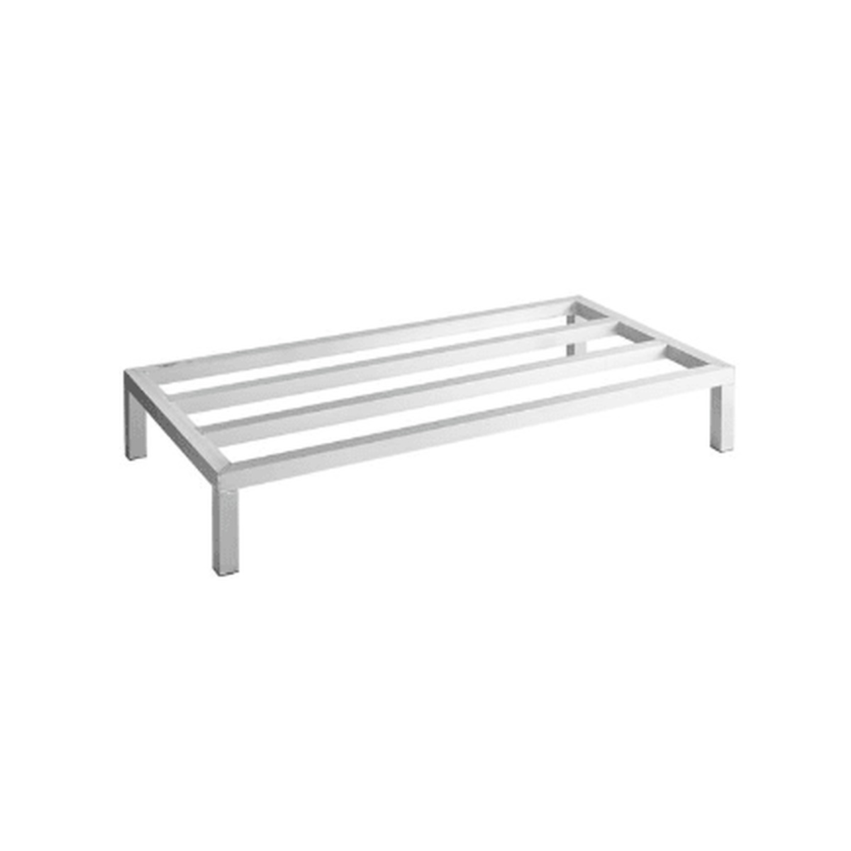 Enhanced ED124208 24-inch aluminum dunnage rack with slatted top surface and four sturdy legs