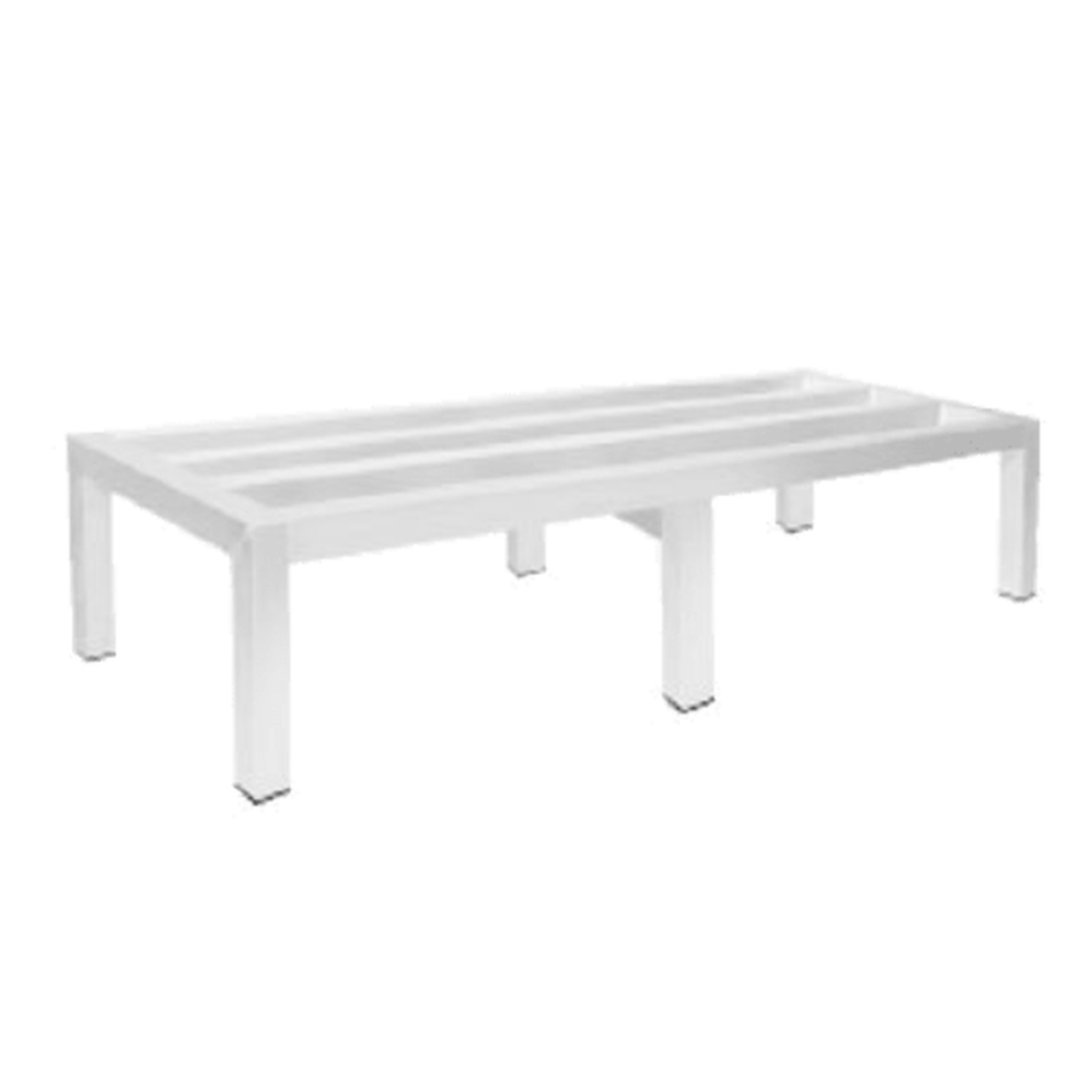 Enhanced ED160208 60-inch aluminum dunnage rack with slatted top surface and four legs
