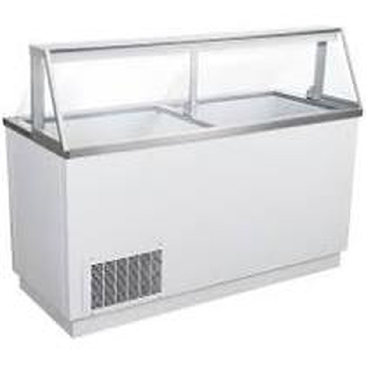 EDC-66-HC Enhanced 66-inch white dipping cabinet with angled glass sneeze guard and ventilation grille