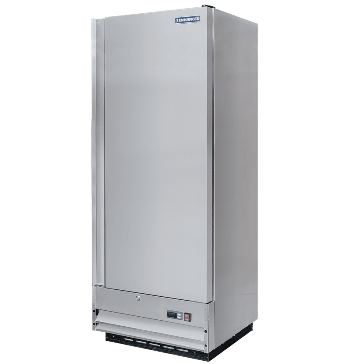 Enhanced Refrigeration EF-12-HC single solid-door reach-in freezer with stainless steel exterior and bottom-mounted compressor