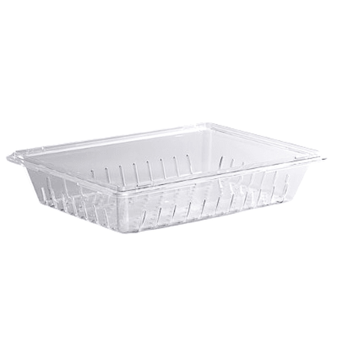EFBD18265T Cresco Resco translucent colander insert 18x26x5 for food storage box, shown from above at an angle