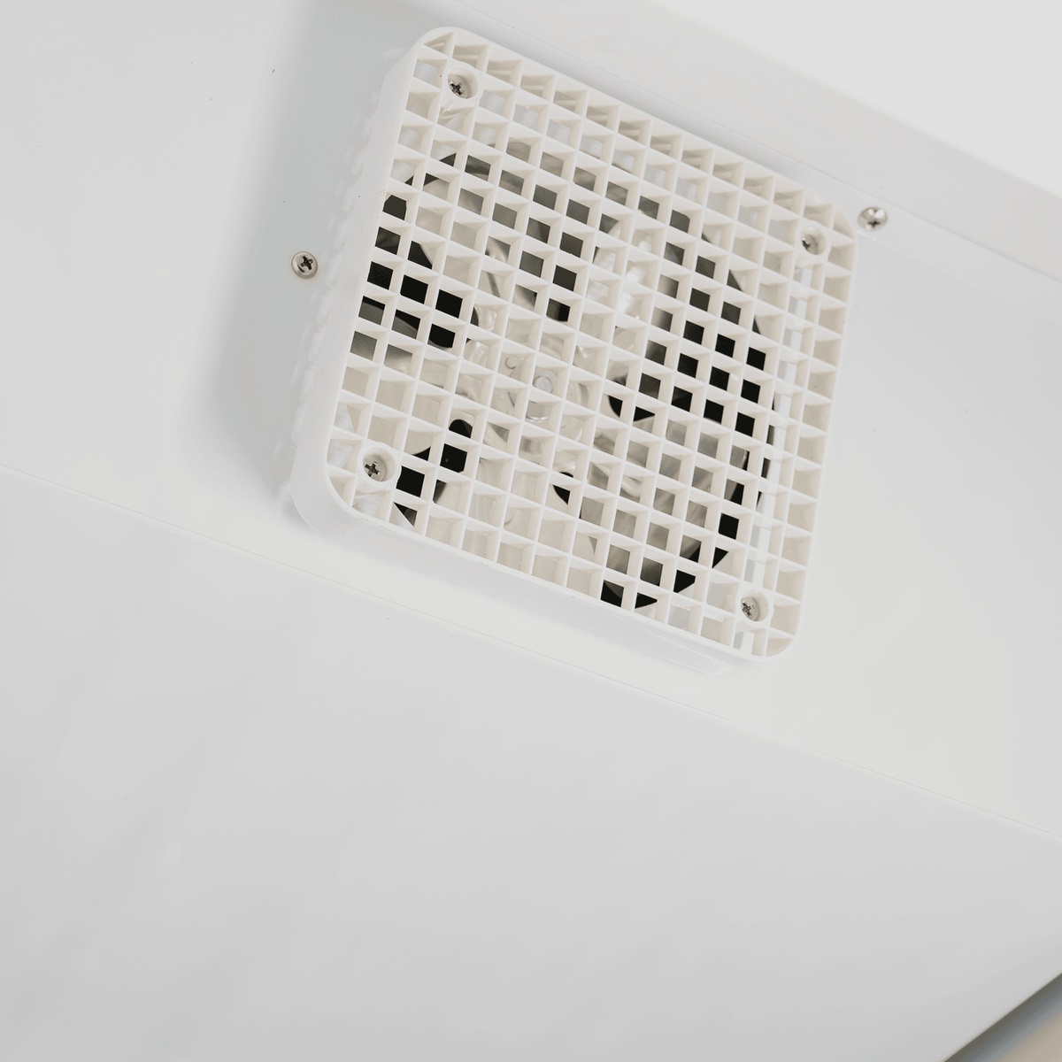 Close-up of the internal fan ventilation grille inside the Enhanced Refrigeration EGDM-23R-HC merchandiser