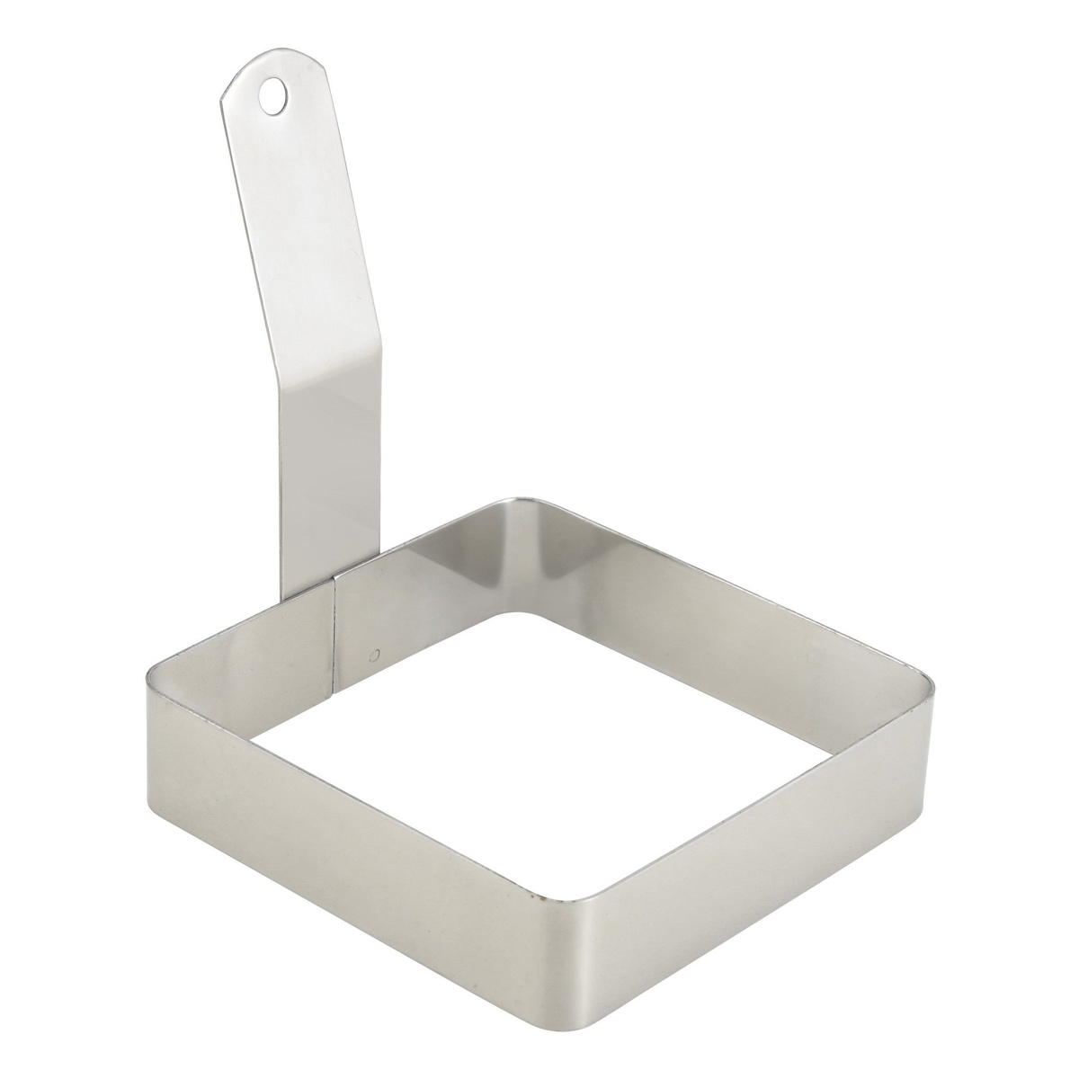 Winco 4 inch Square Stainless Steel Egg Ring with Integrated Handle