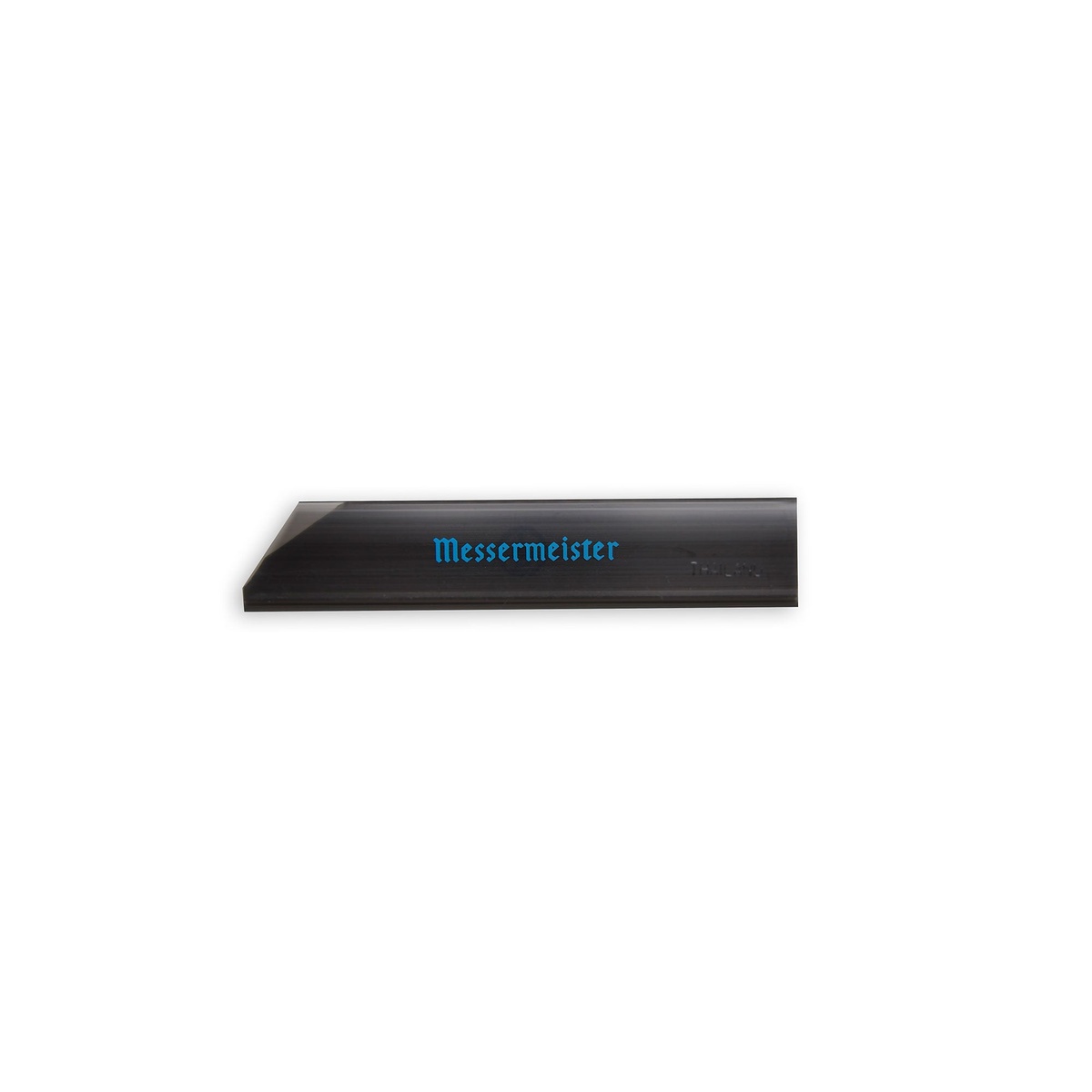 Single Messermeister black edge guard displayed horizontally showing branded side with blue Messermeister lettering