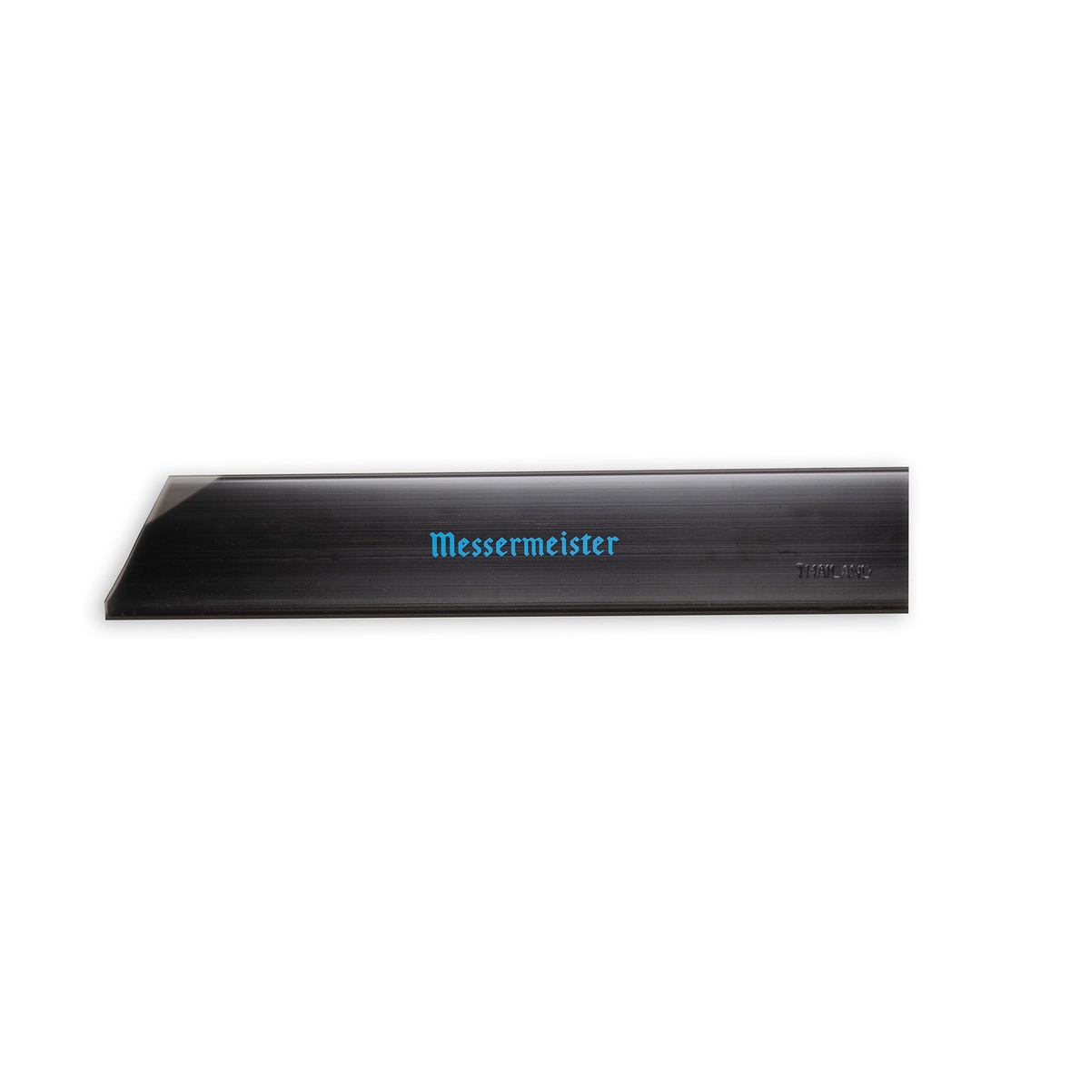 Back view of Messermeister Chef's Edge-Guard showing embossed Messermeister brand name in blue