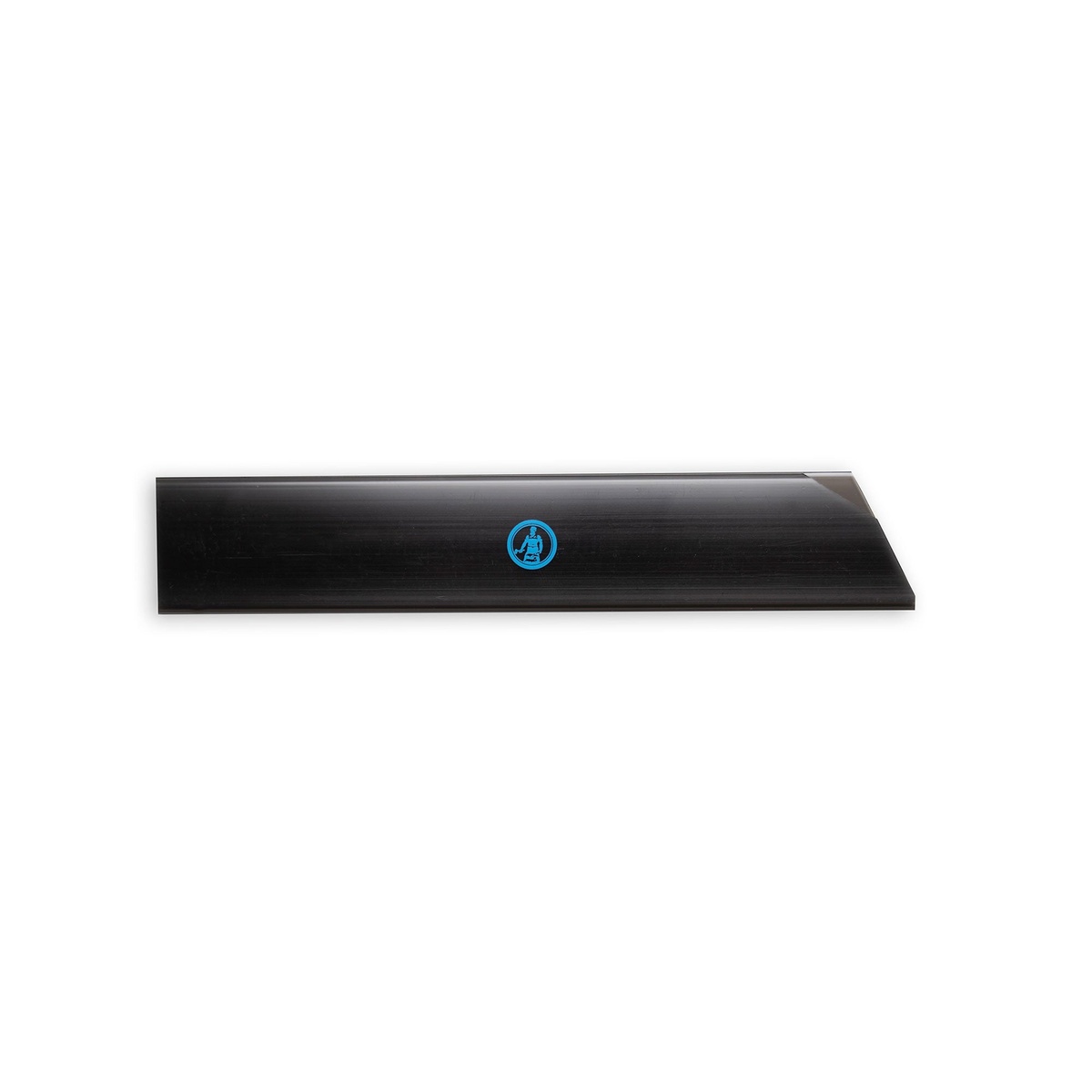 Front view of Messermeister 12-inch Chef's Edge-Guard in black showing angled profile