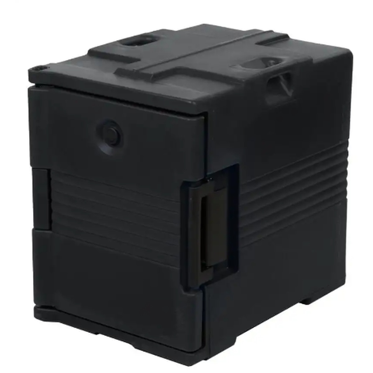 EIFT-400BLK black polypropylene insulated food carrier, full size, front-loading door closed