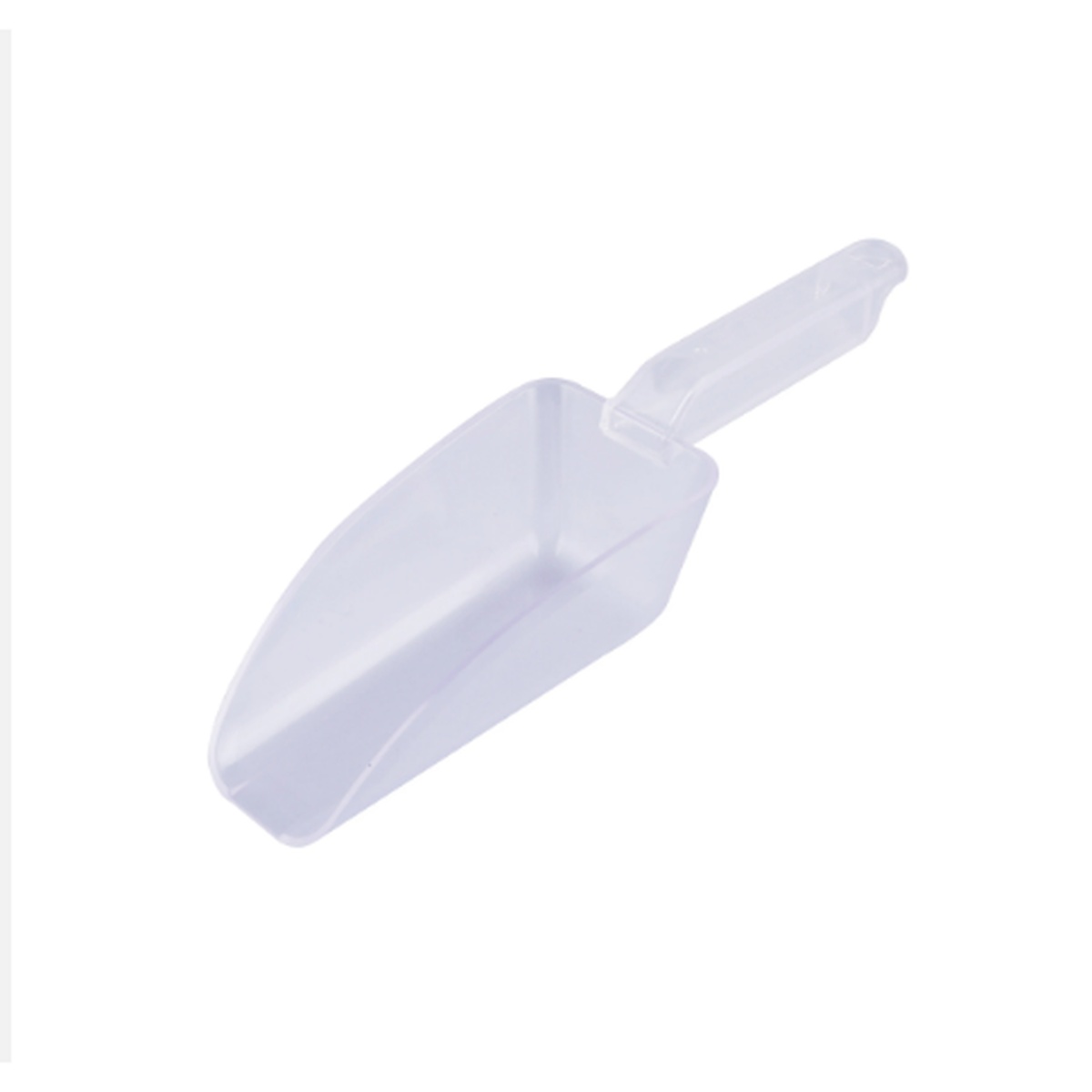 Cresco Resco EIS-12C clear plastic ice scoop, 12 oz., angled view showing wide bowl and handle