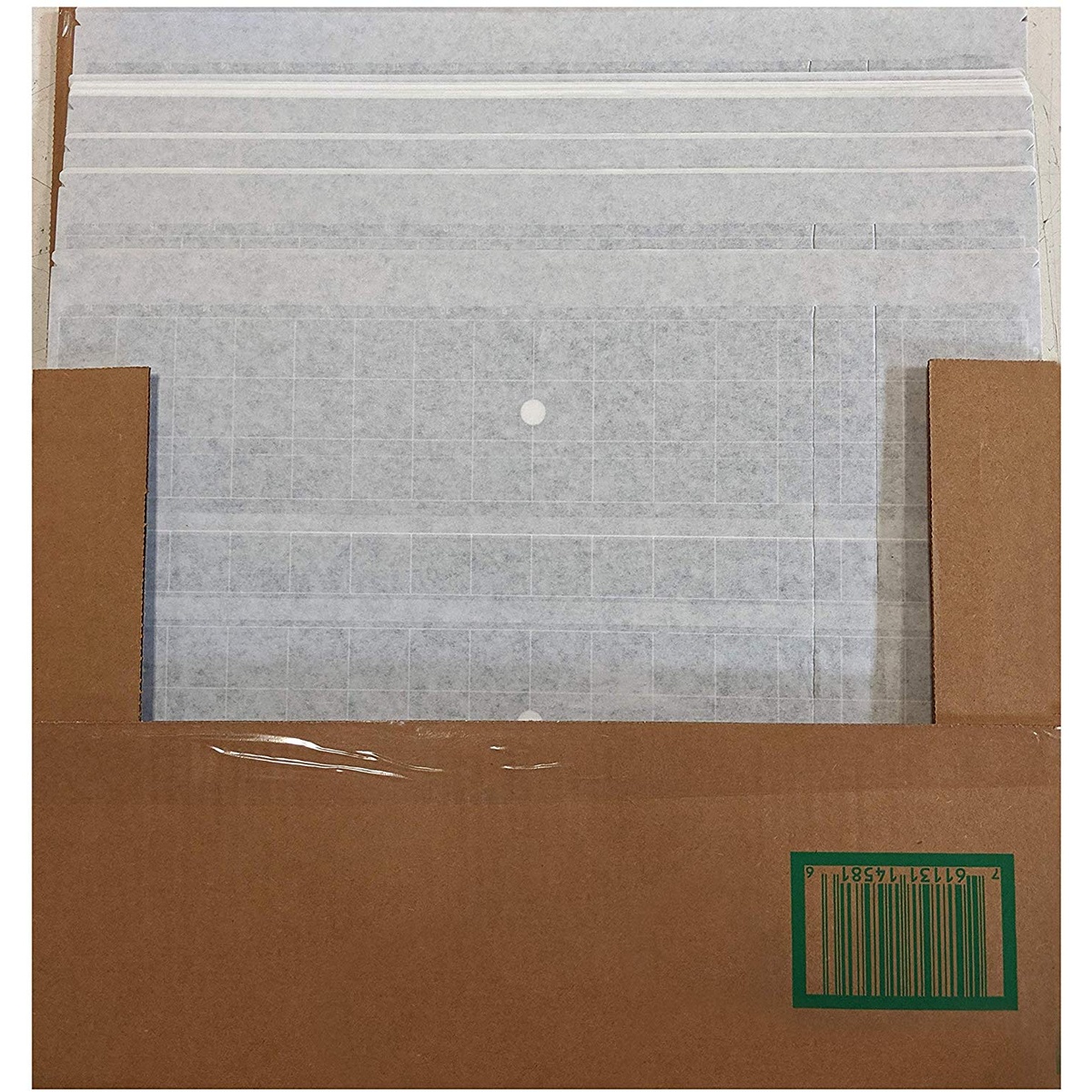 Multiple Gardner EL-77 black glue boards stacked in an open cardboard shipping carton