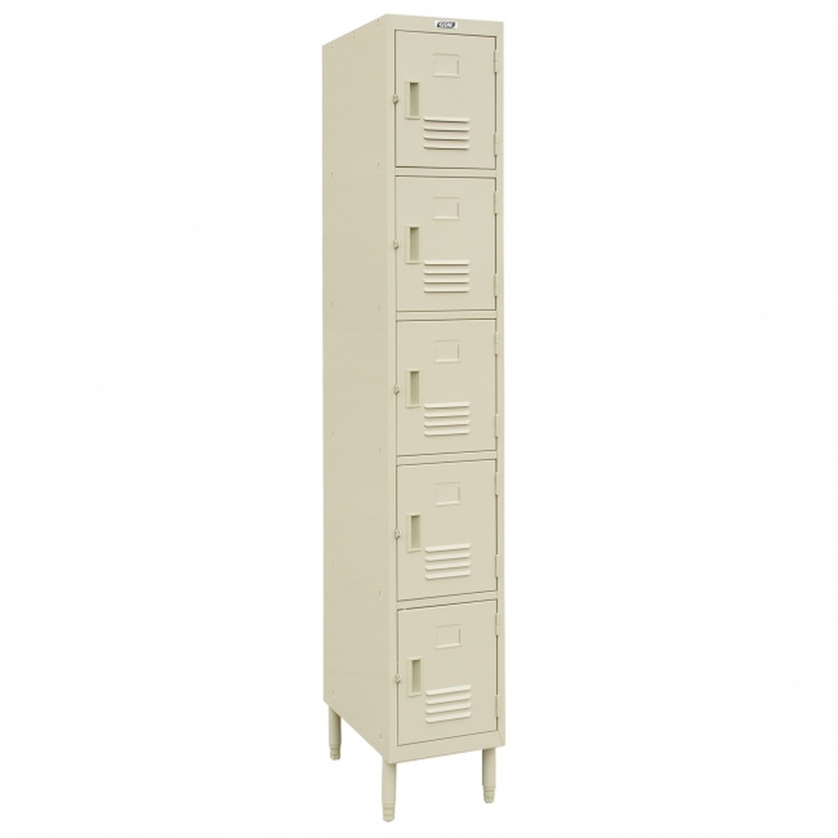 GSW USA ELS-5DR 5-tier premium steel employee locker in powder coated beige finish with louvered doors and adjustable legs