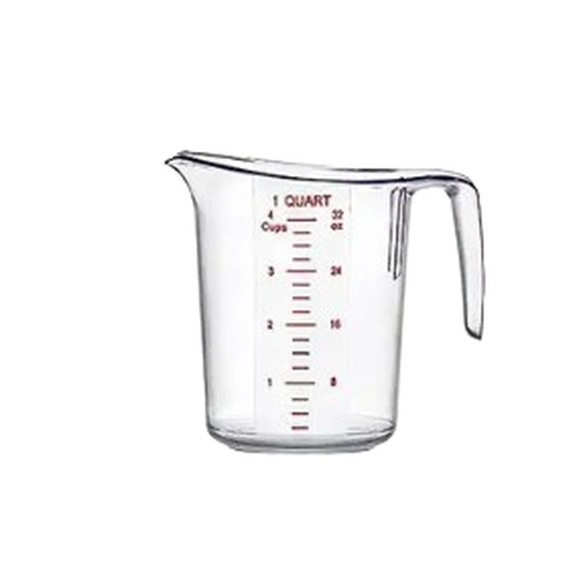 Cresco Resco EMC-4C clear plastic 4-cup measuring cup with printed graduation markings in cups, quarts, and ml