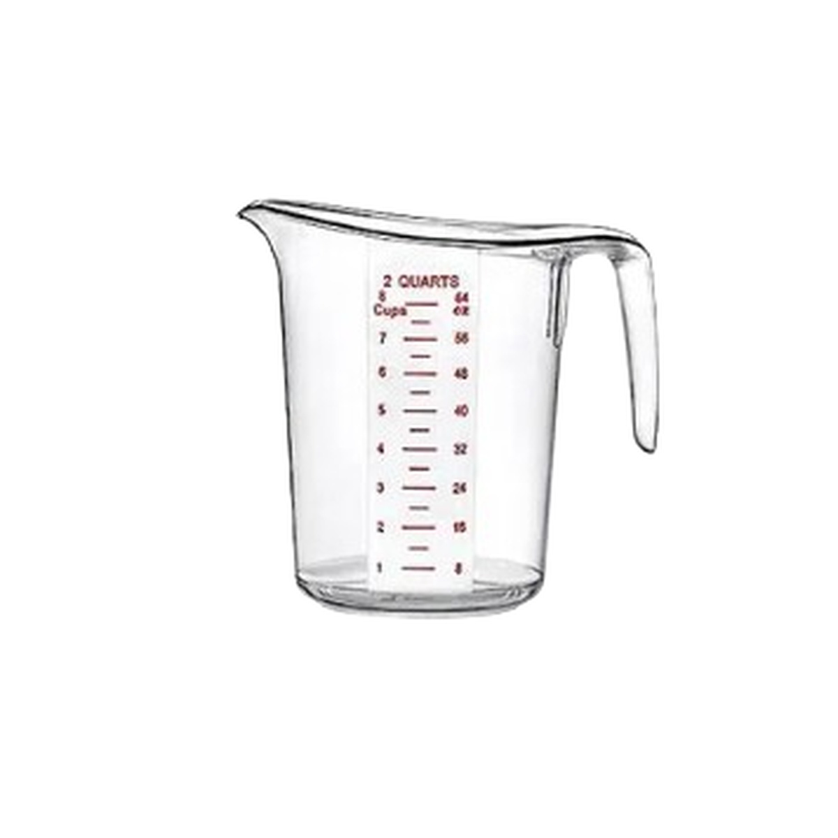 Cresco Resco EMC-8C clear plastic measuring cup with red graduated markings in cups, quarts, and milliliters