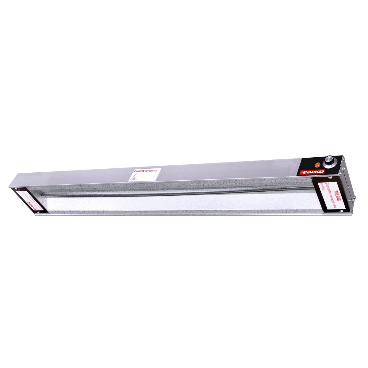 Enhanced ENSW72I-2 72-inch stainless steel strip warmer with infinite switch control and angle mounting brackets