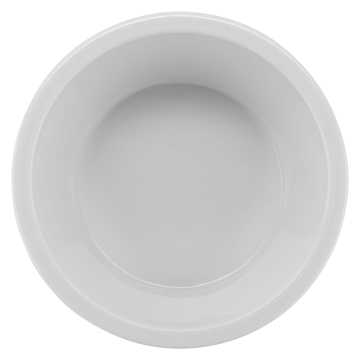 White ramekin top-down view showing circular interior and smooth rim
