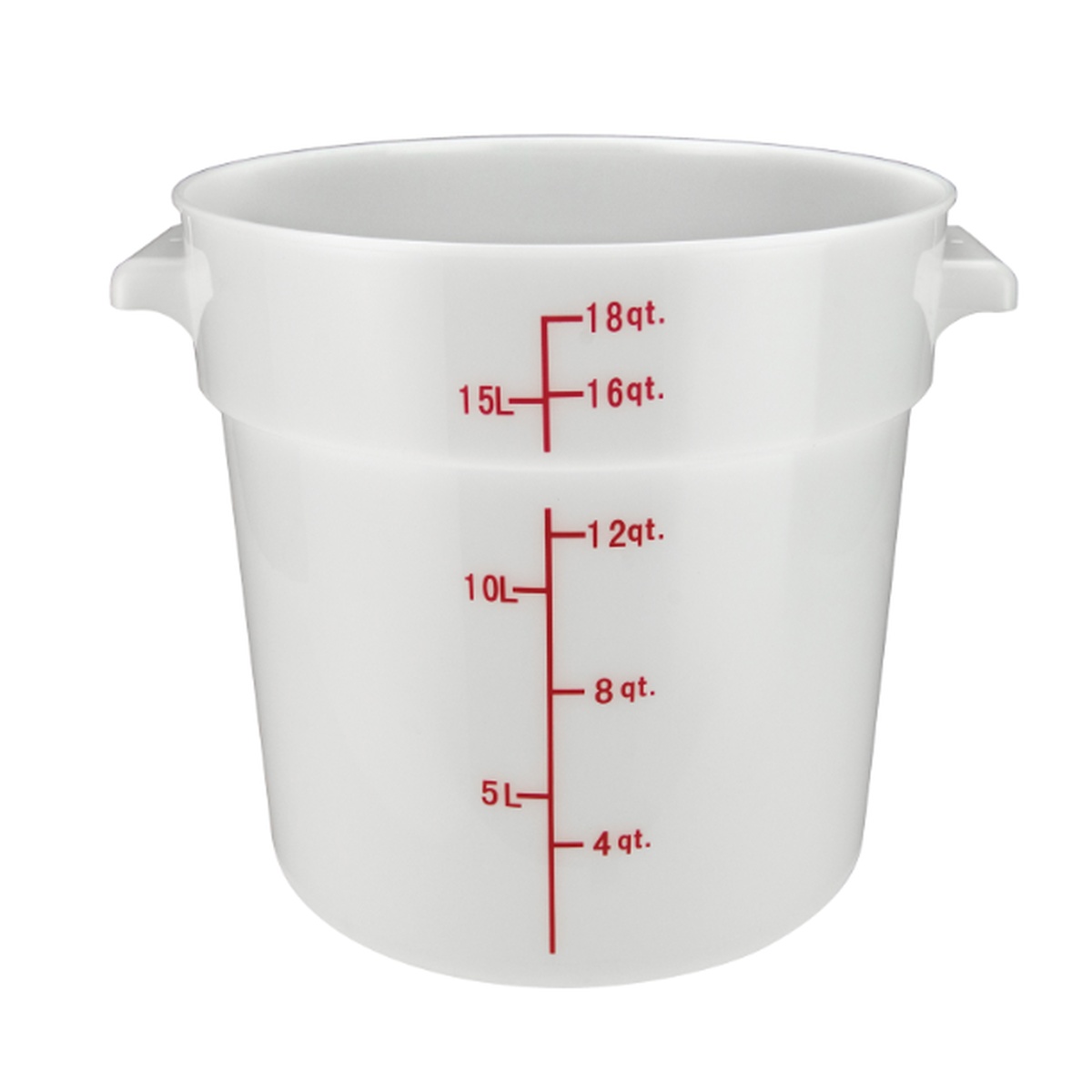 Cresco Resco ERC18T 18-quart round translucent food storage container with quart and liter measurement markings