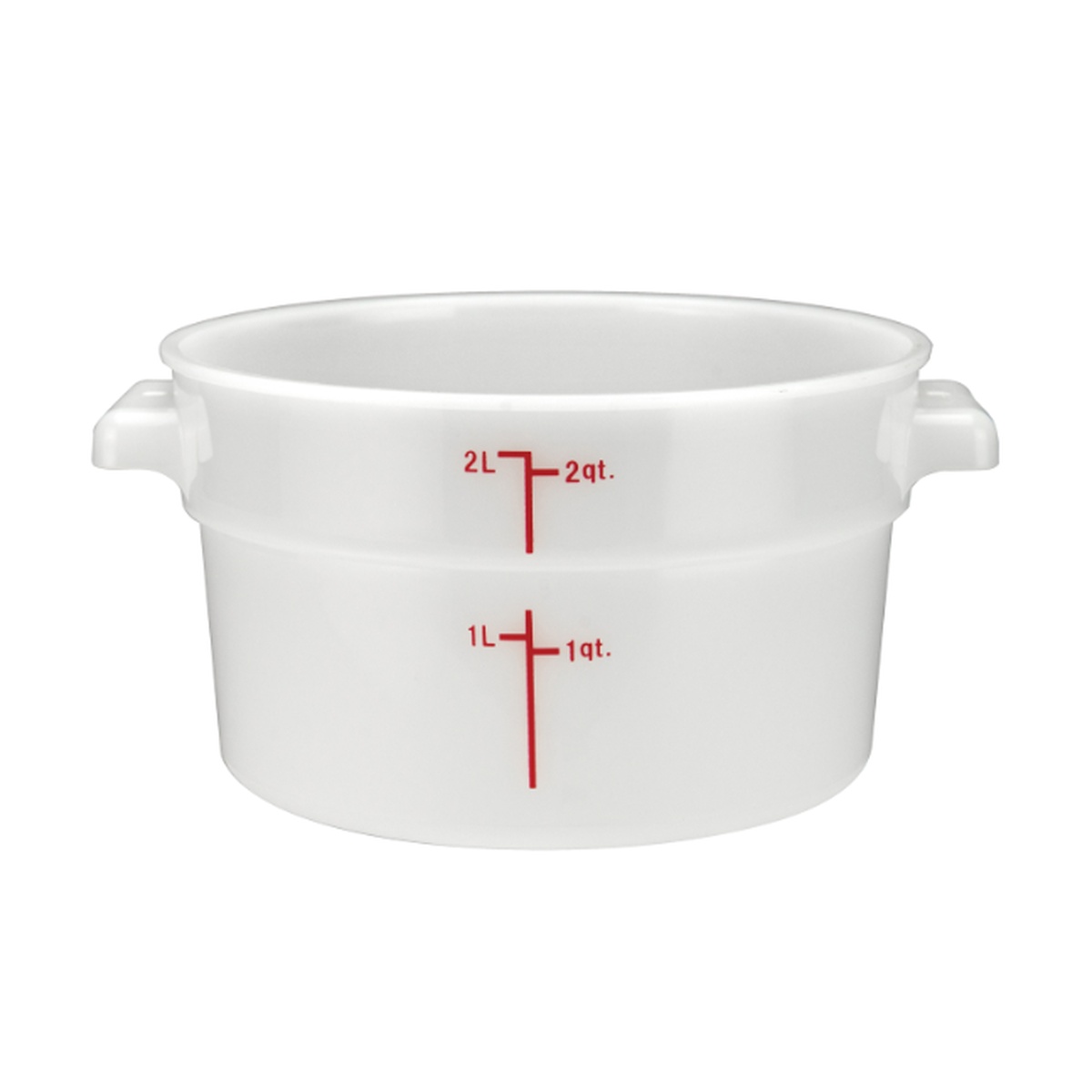 Cresco Resco ERC2T 2-quart translucent round food storage container with molded 1qt and 2qt measurement markings and side handles