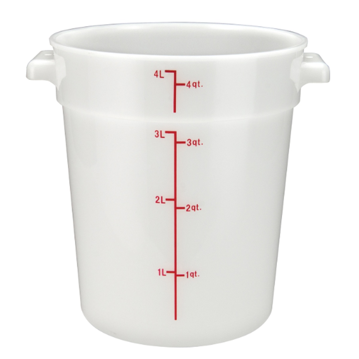 Cresco Resco ERC4T 4-quart round translucent food storage container with red quart and liter measurement markings