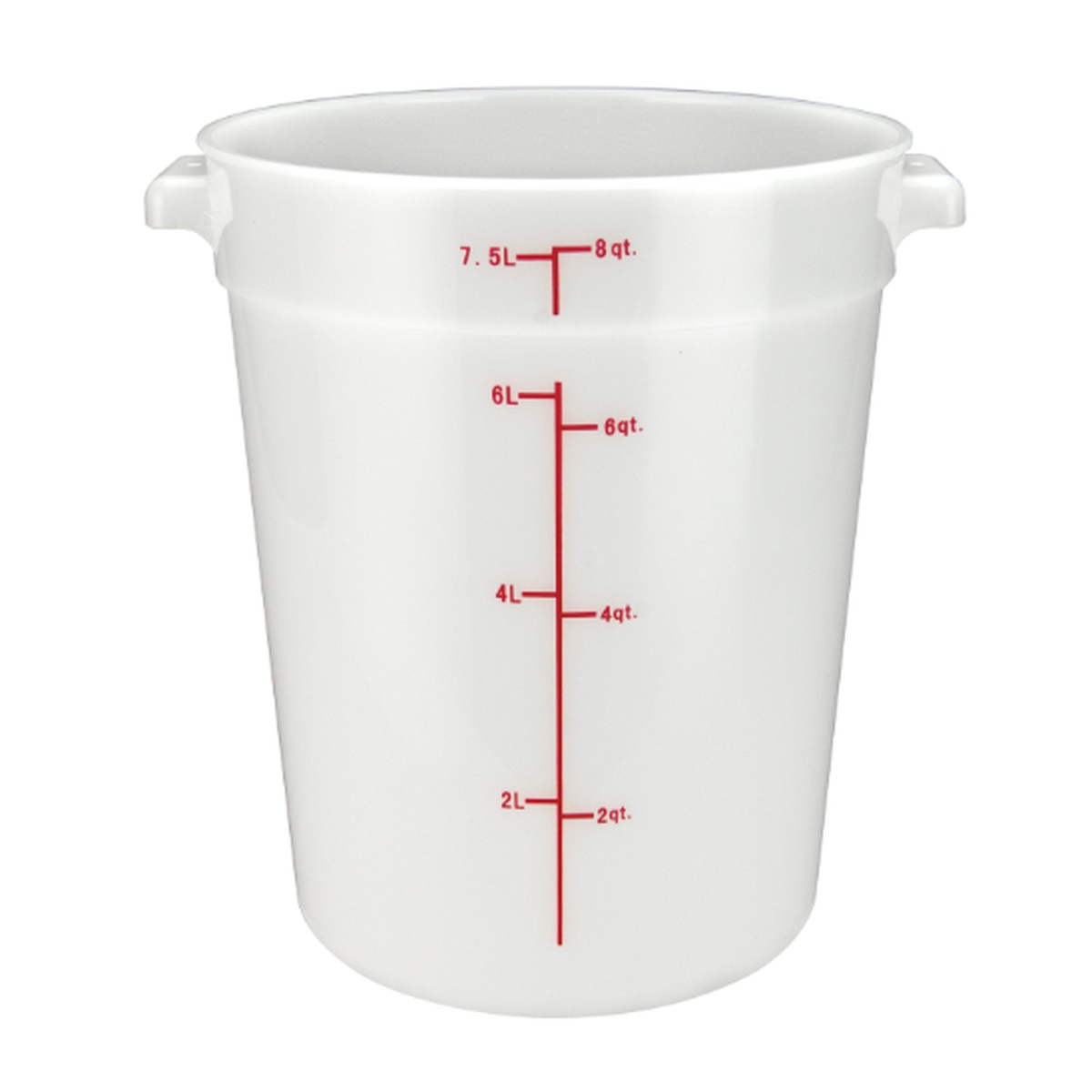 Cresco Resco ERC8T translucent round food container with red quart and liter measurement markings on side