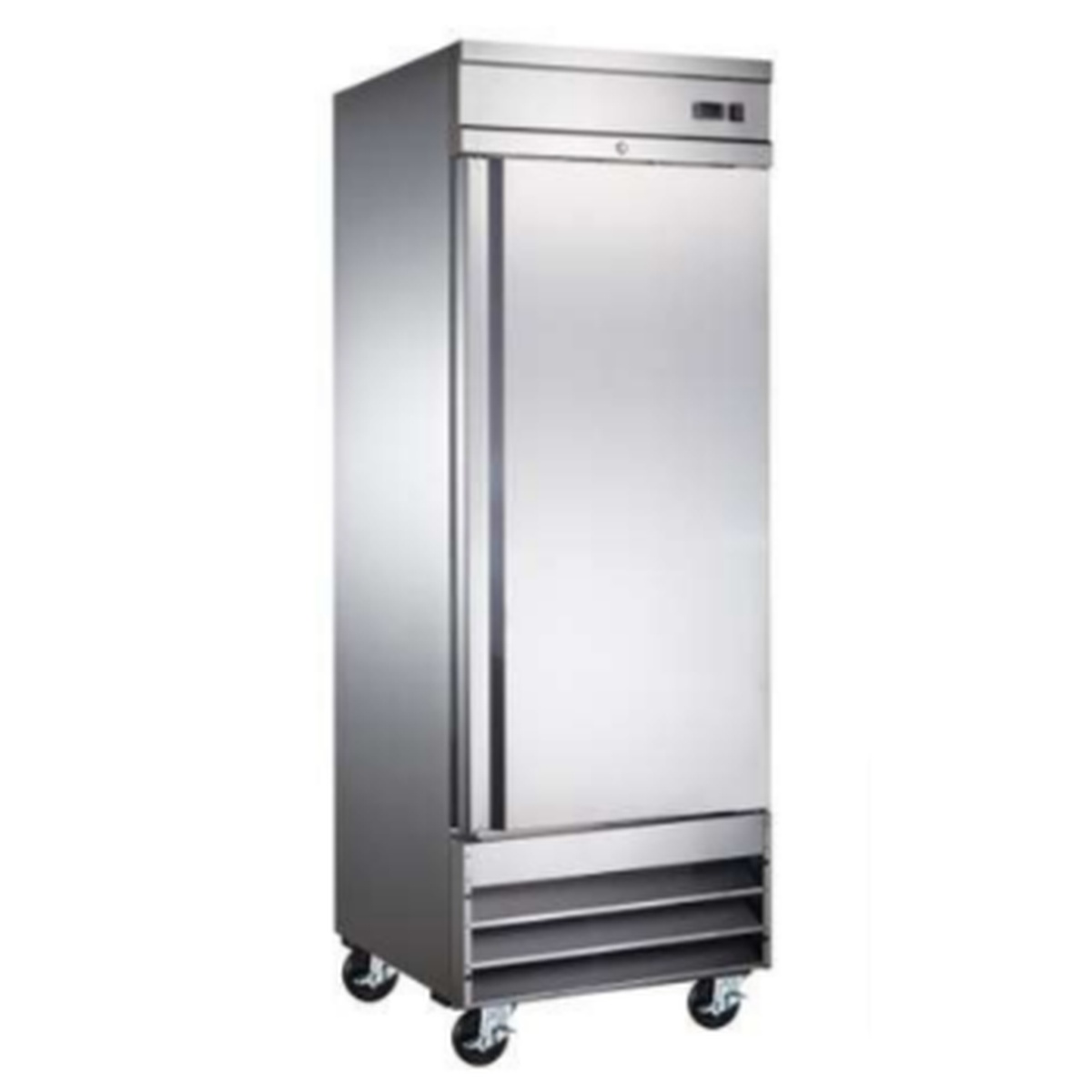 Enhanced Refrigeration ERS-23R-HC single solid door reach-in stainless steel refrigerator on heavy-duty casters