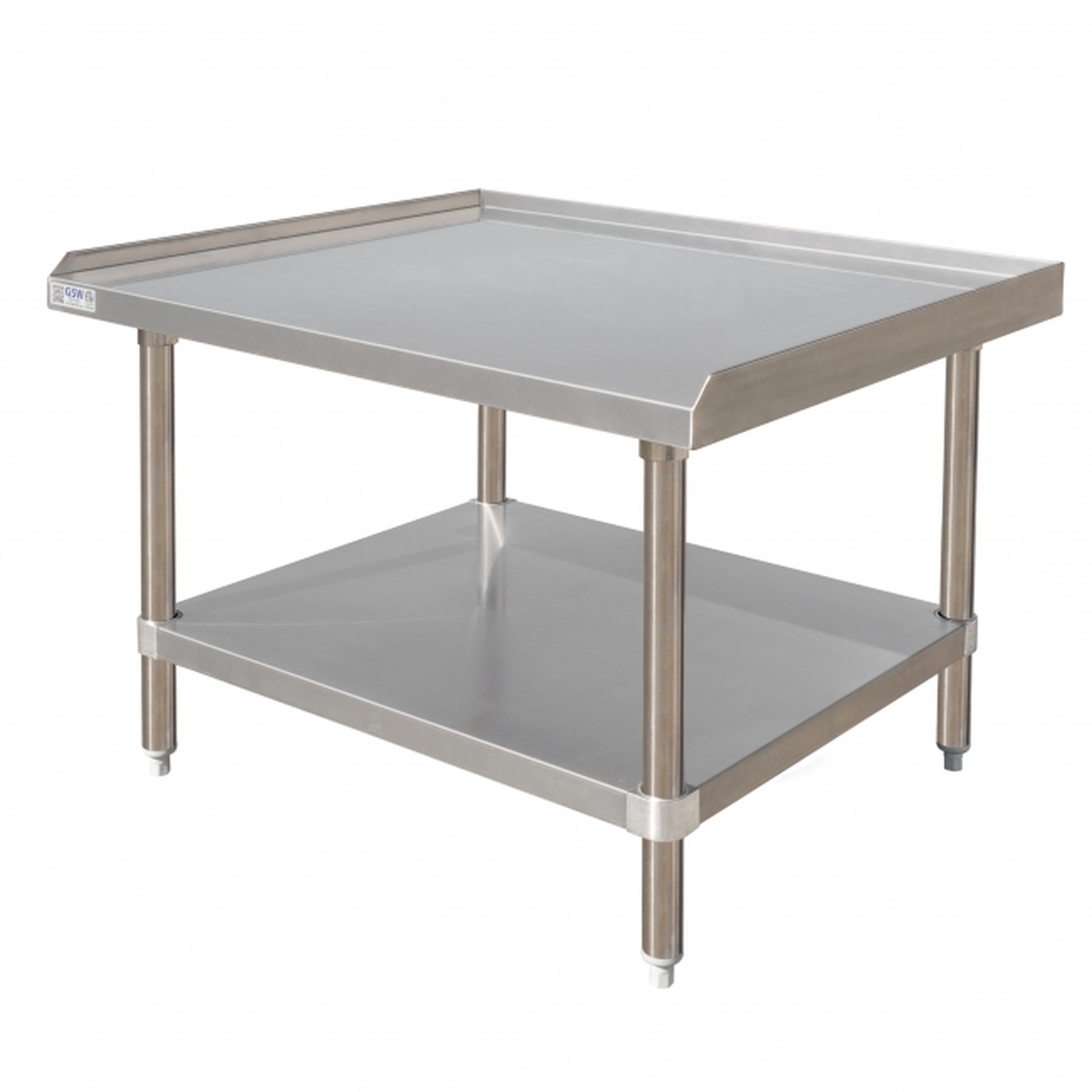 GSW USA ES-P3018 stainless steel equipment stand with 1-inch upturn on three sides and lower undershelf