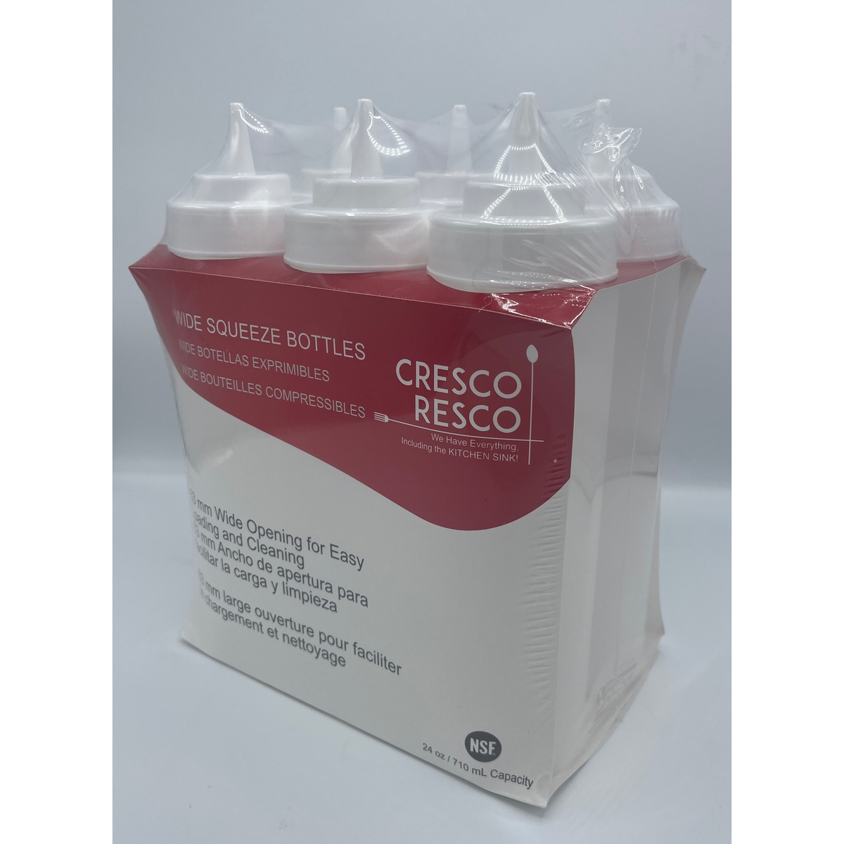 Cresco Resco ESBW-24PK 24oz wide mouth squeeze bottles, pack of 6