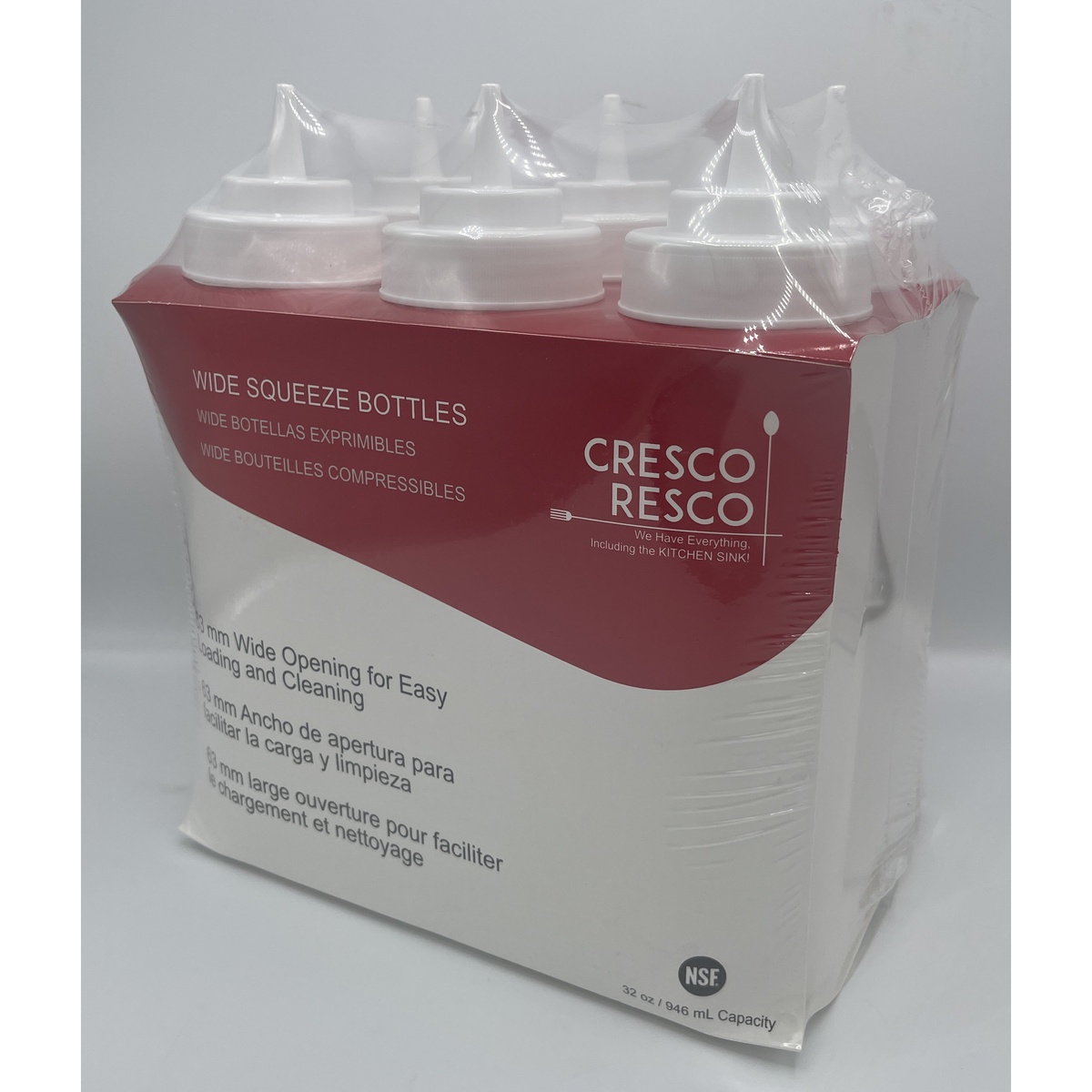 Cresco Resco ESBW-32PK 32oz wide-mouth squeeze bottles, 6-pack