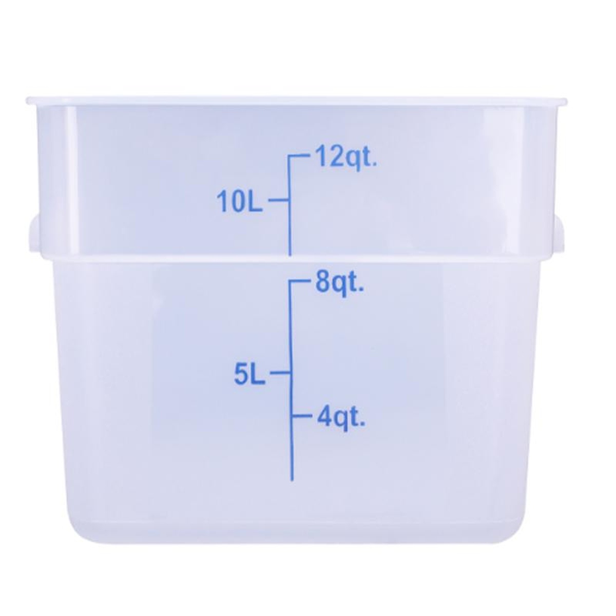 ESC12T Cresco Resco 12 Qt. square translucent food storage container with quart and liter measurement markings