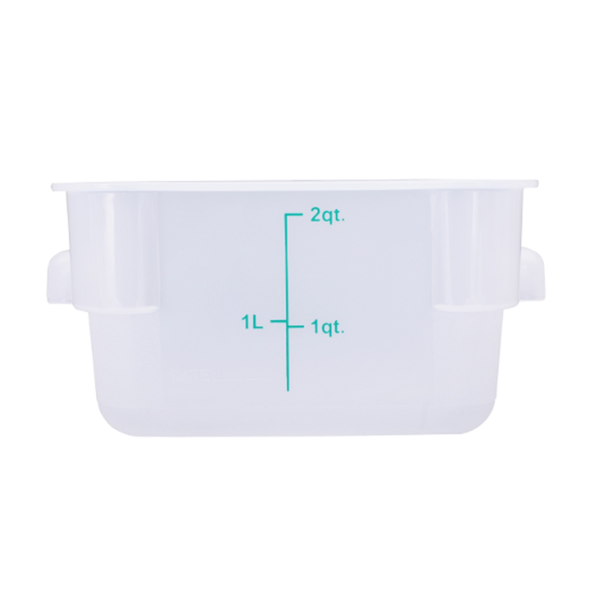Cresco Resco ESC2T 2 Qt. square translucent food storage container with printed measurement markings