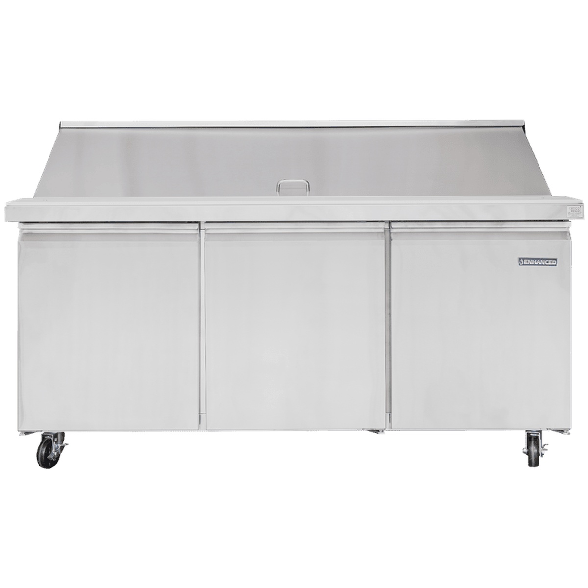 ESP-72-HC Enhanced 72-inch refrigerated sandwich prep table front view with lid closed