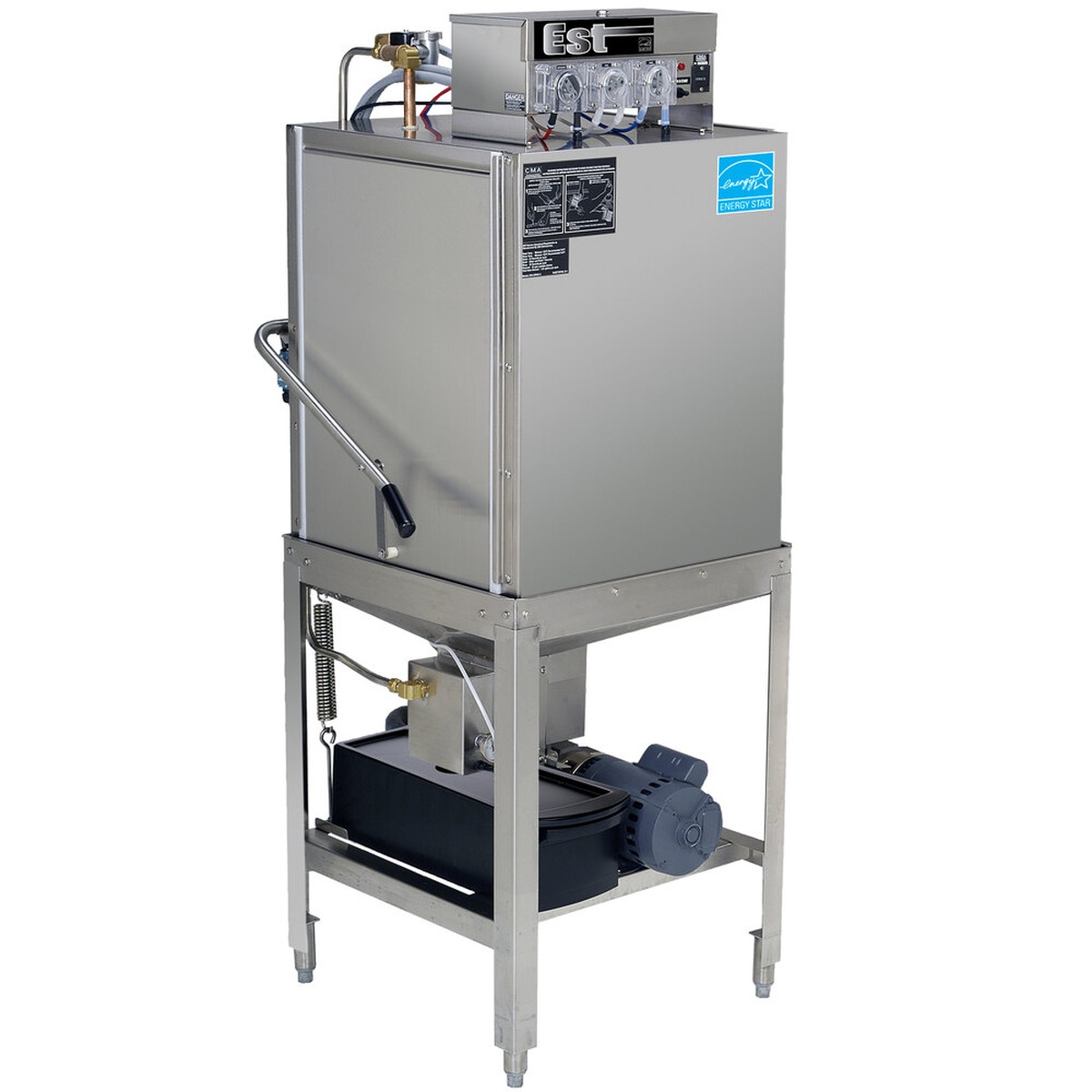 CMA Dishmachines EST-AH-EXT stainless steel door-type dishwasher on stand