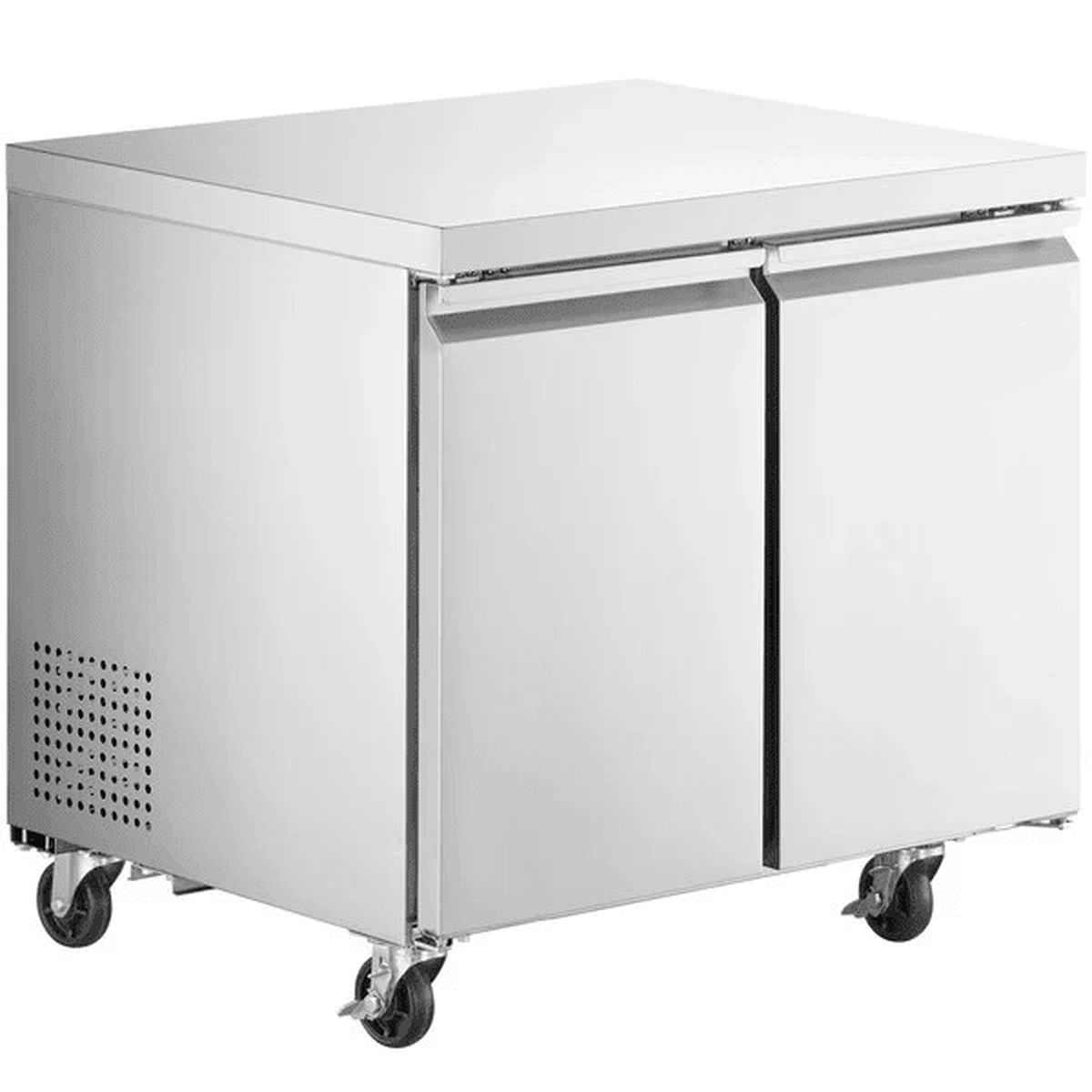 Enhanced Refrigeration EUC-36F-HC 36-inch two-door stainless steel undercounter freezer on casters