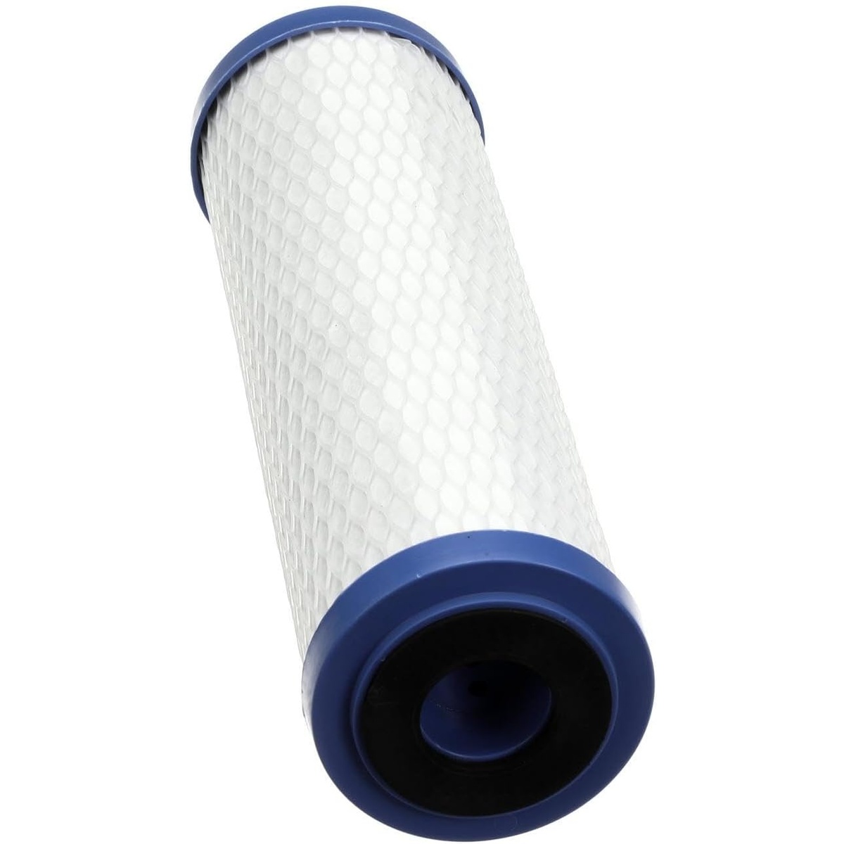 Everpure CG5-10S filter cartridge angled bottom end view showing inlet port and blue end cap
