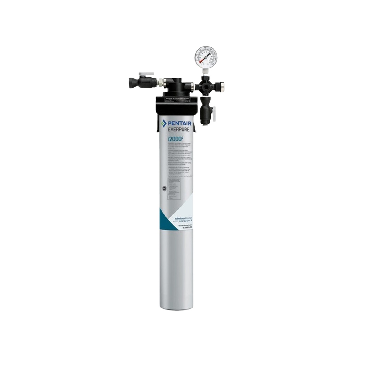 Everpure EV932401 Insurice Single i2000 water filtration system with pressure gauge and flushing valve