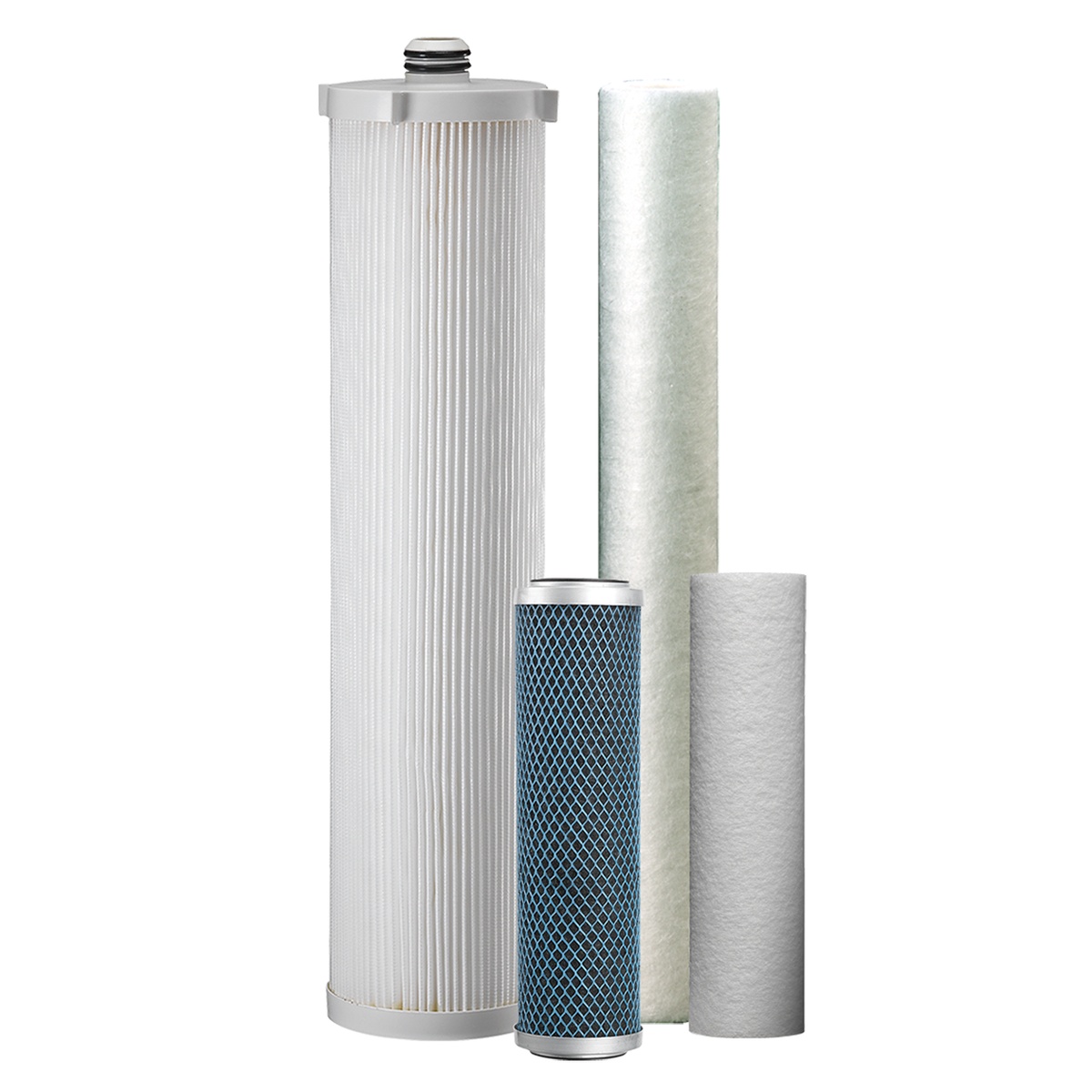 Everpure prefilter replacement cartridges in multiple sizes and styles displayed on white background