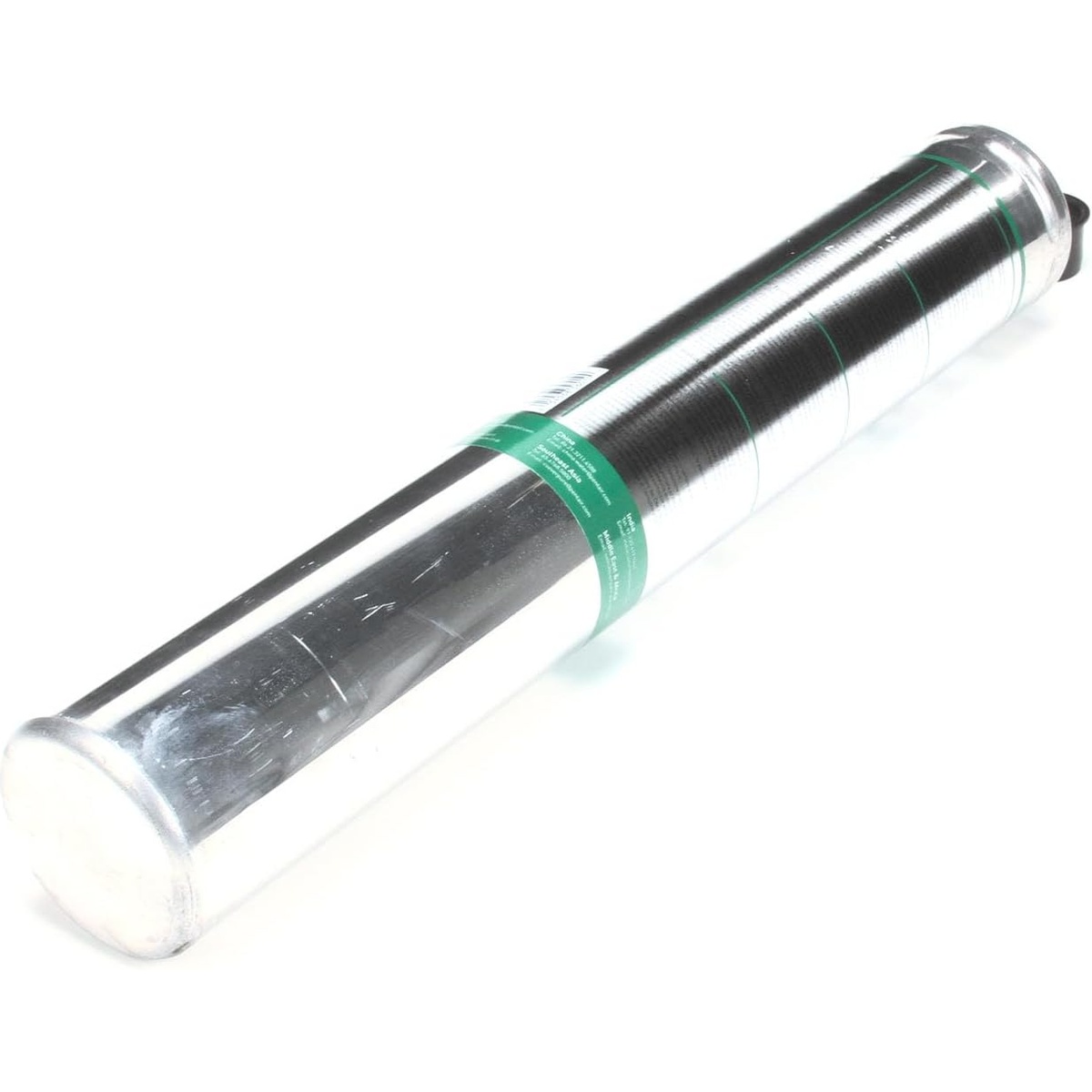 Everpure EV961256 MC2 water filter cartridge full-length view showing silver body with green label bands