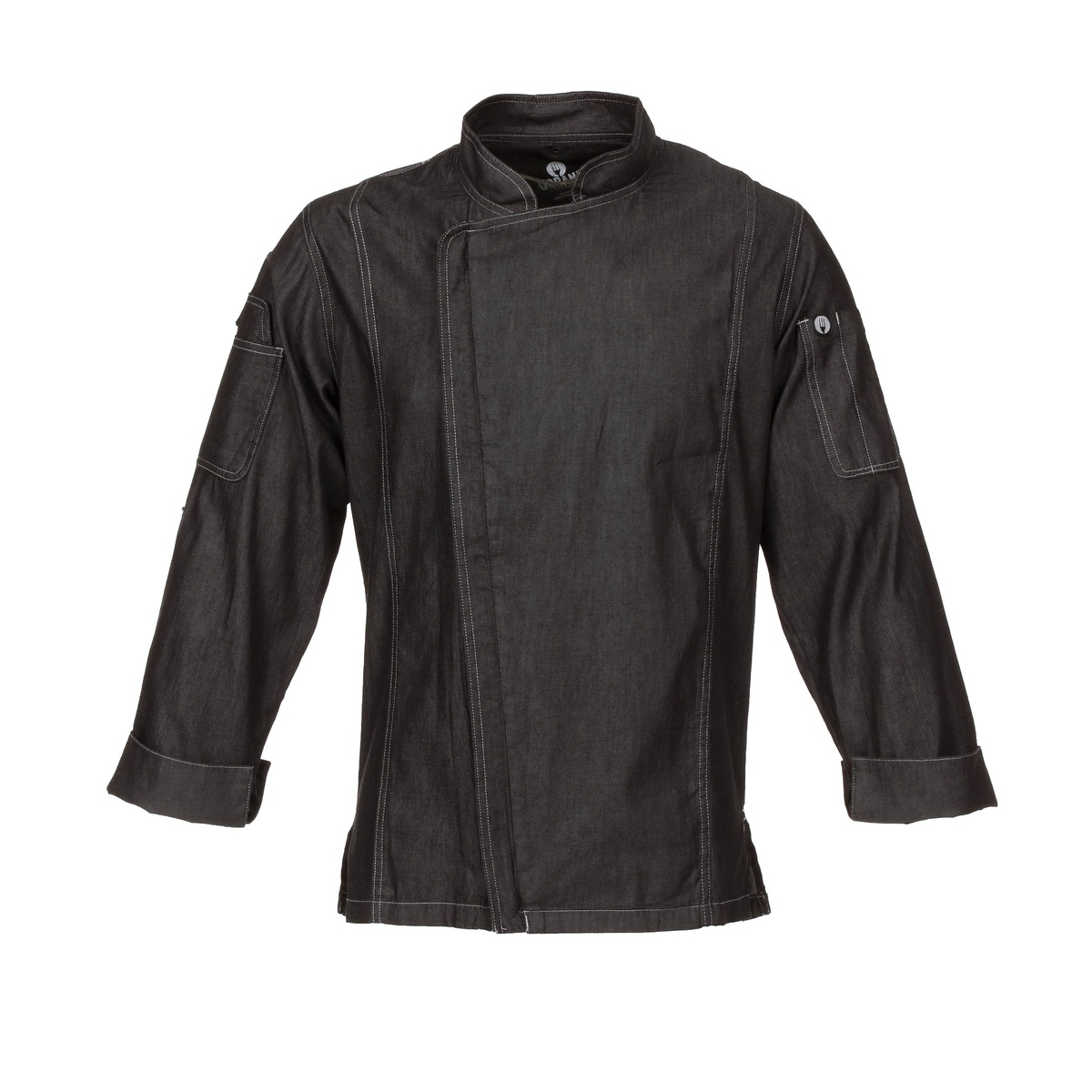 Chef Works Gramercy Black Denim Chef Coat front view