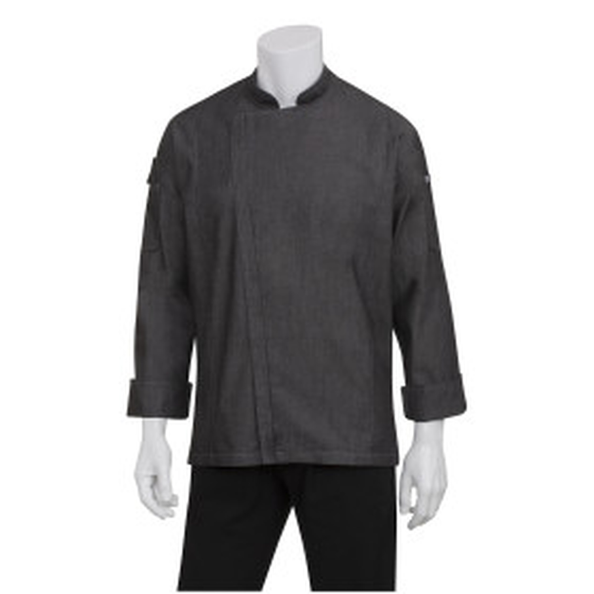 Chef Works Gramercy Black Denim Chef Coat on mannequin